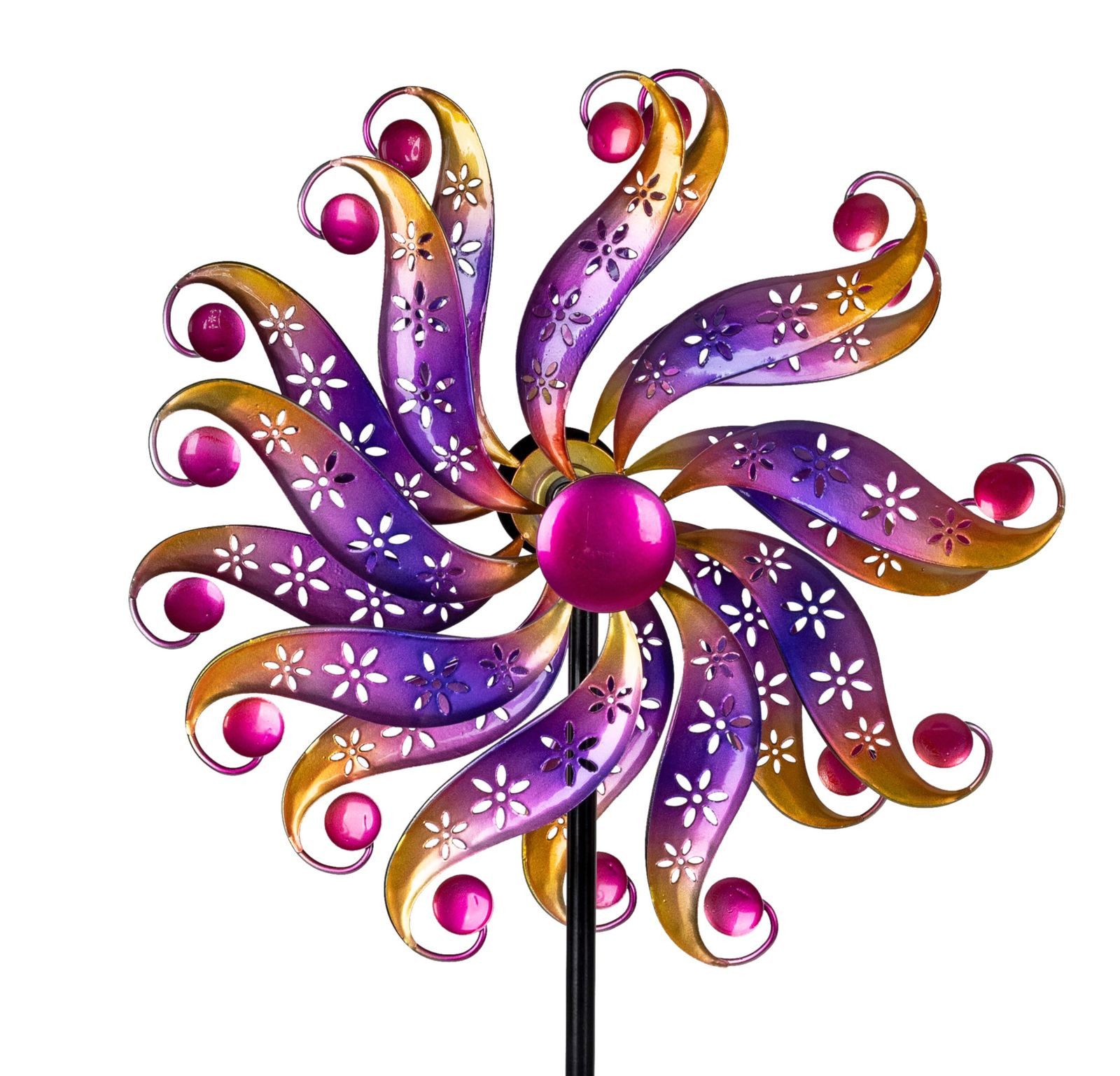 formano Gartenfigur Windrad Blume Garten Metall bunt kugelgelagert Windspiel Ø 30 / 122 cm