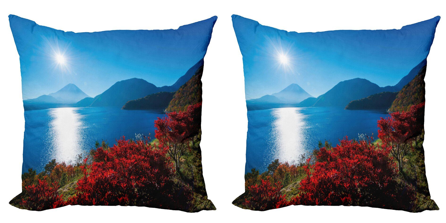 Kissenbezüge Modern Accent Herbst Doppelseitiger Landschaft (2 Sunny Digitaldruck, Stück), Abakuhaus Berg
