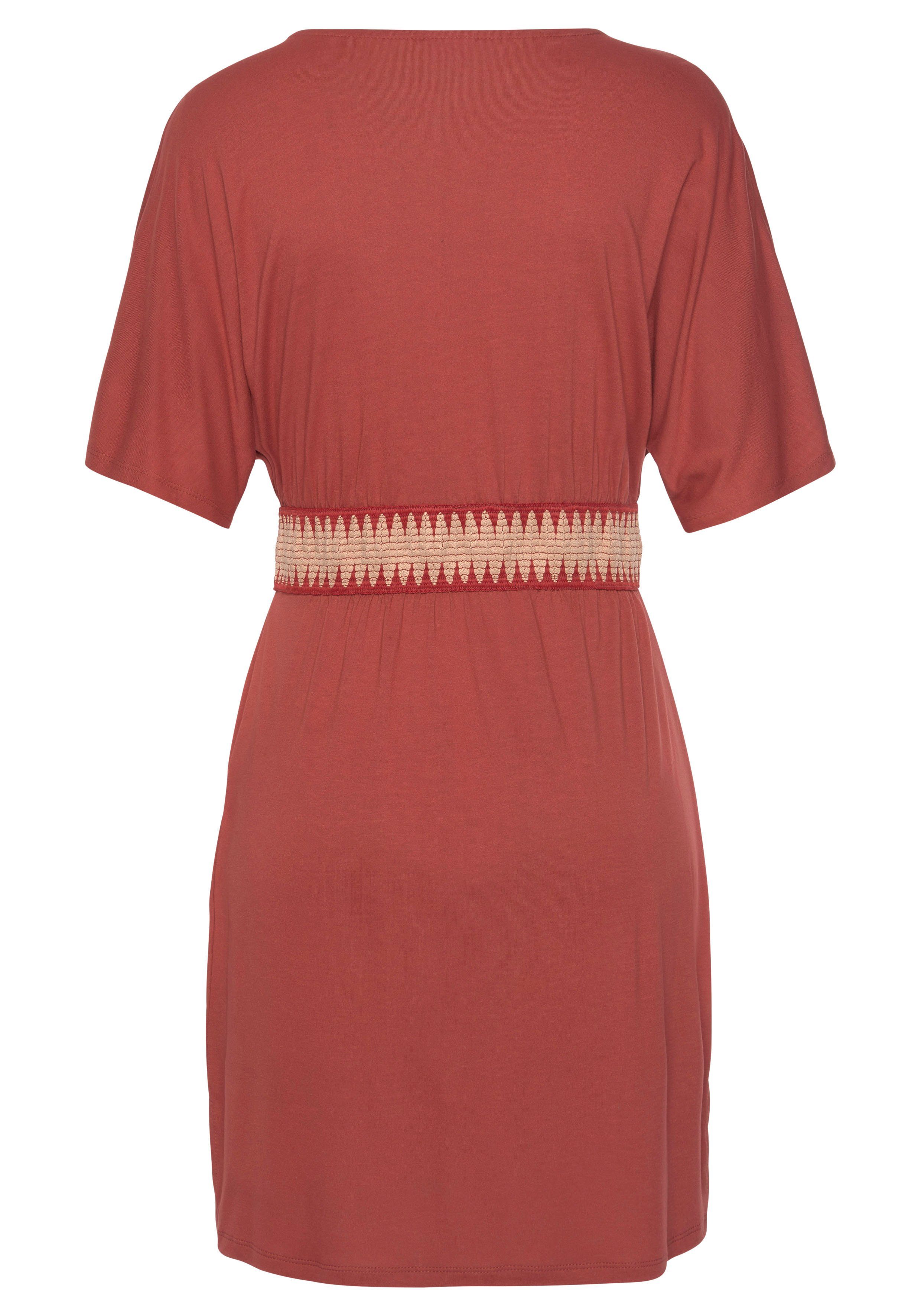 Jerseykleid mit Bund breitem LASCANA terracotta