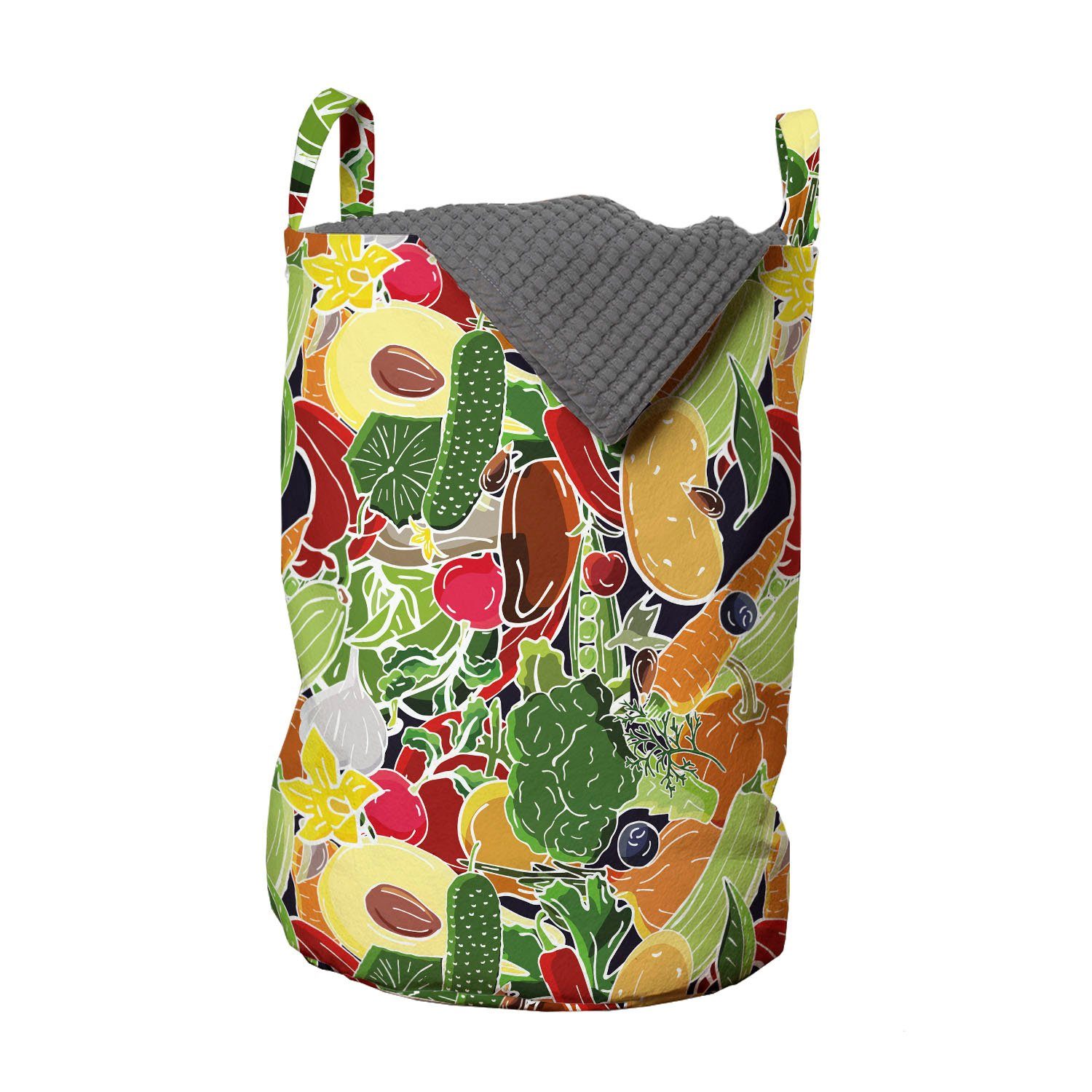 Abakuhaus Wäschesäckchen Wäschekorb mit Griffen Kordelzugverschluss für Waschsalons, Garten Exotische Farming Obst Kunst