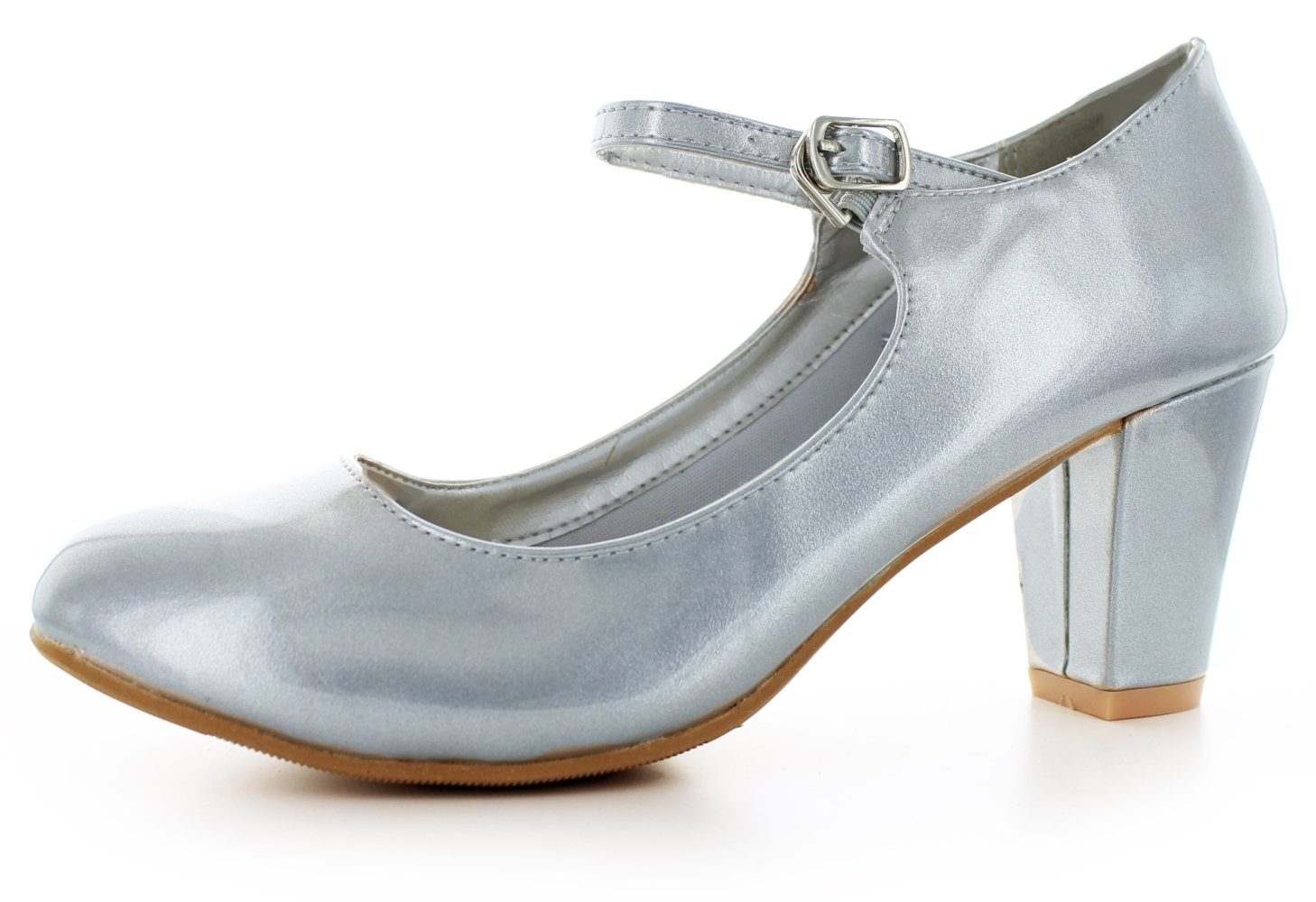 silber Spangenpumps - Spangenpumps MaryJane Lack Lady White 821