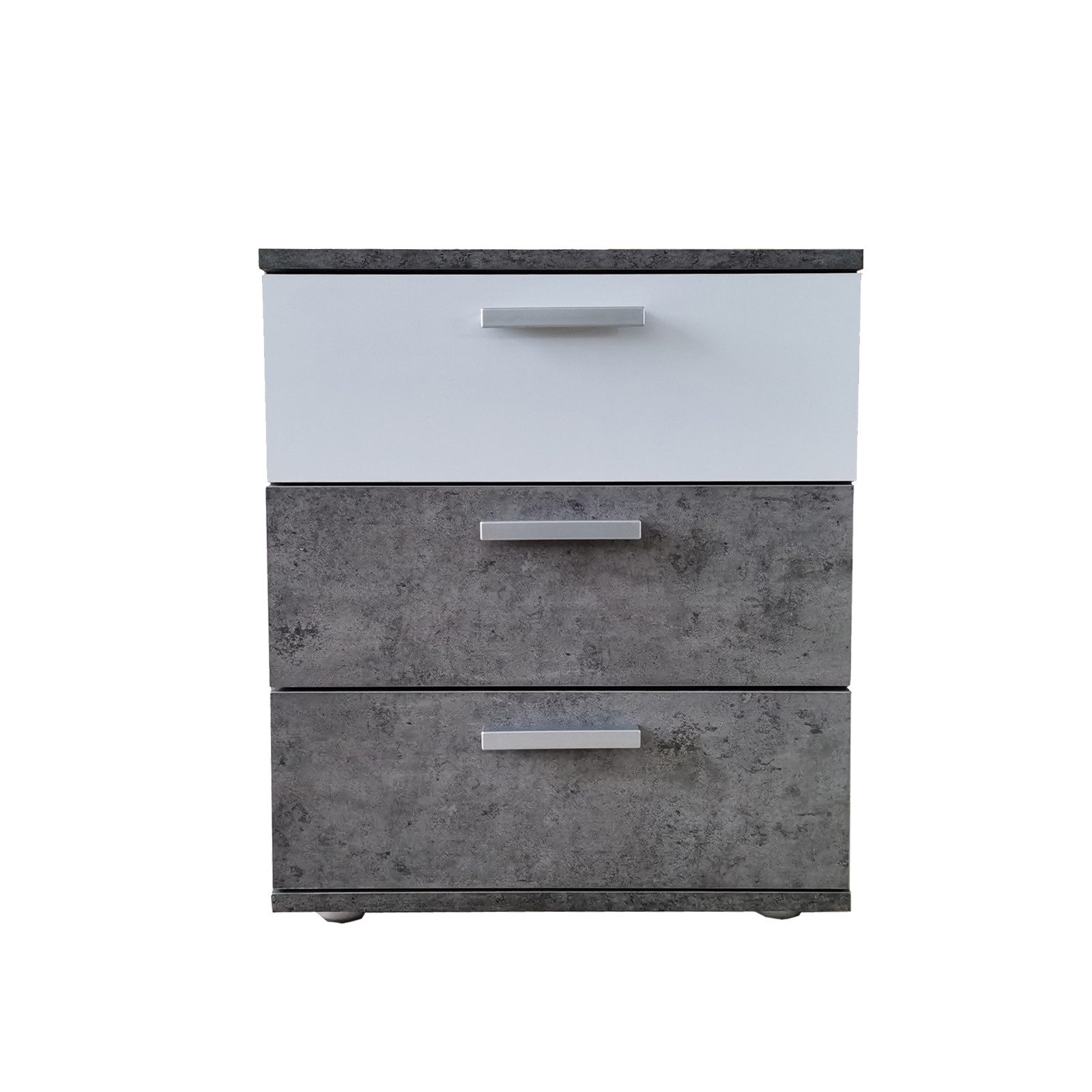 HTI-Living Nachtschrank Nachtkommode 3 Schubladen Nina Beton Weiß (Stück, 1-St., 1 Nachtschrank) Nachtschrank Nachttisch