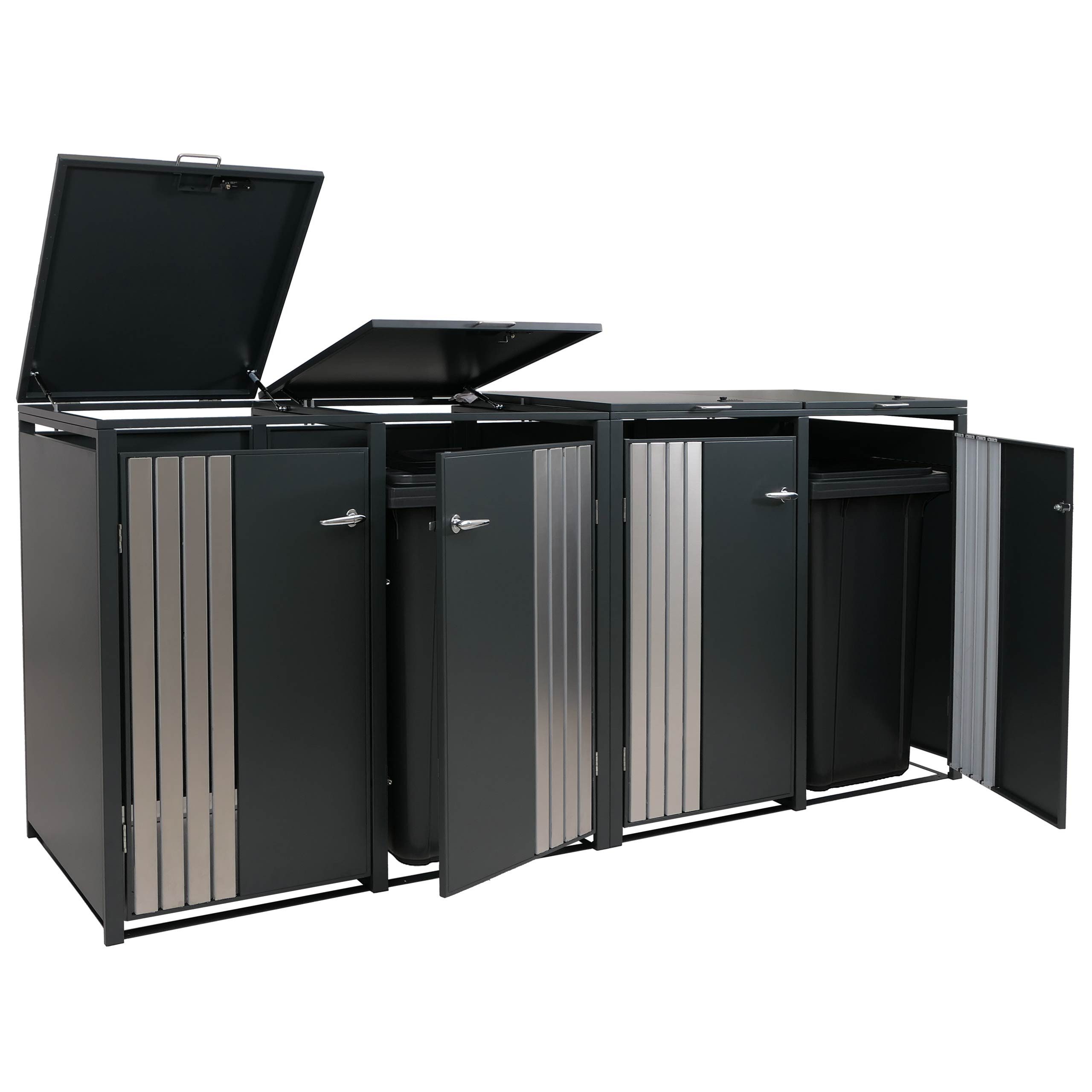 MCW Mülltonnenbox MCW-O67-4 (4 St), Für 4 Mülltonne mit 80 bis 240 Liter Fassungsvermögen