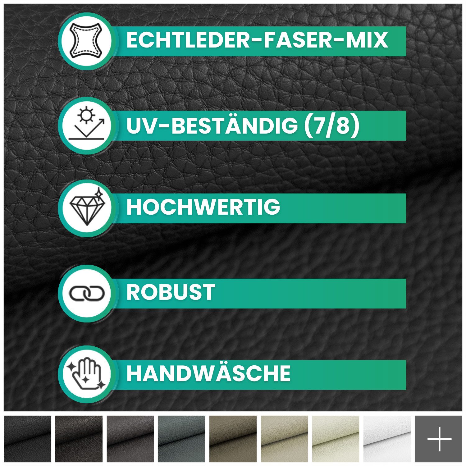 novely® Stoff BINAU Kunstleder - Möbelstoff aus Echtleder-Fasern-Kombi, Robust, Extra Dick, Pflegeleicht, Meterware, 1lfm