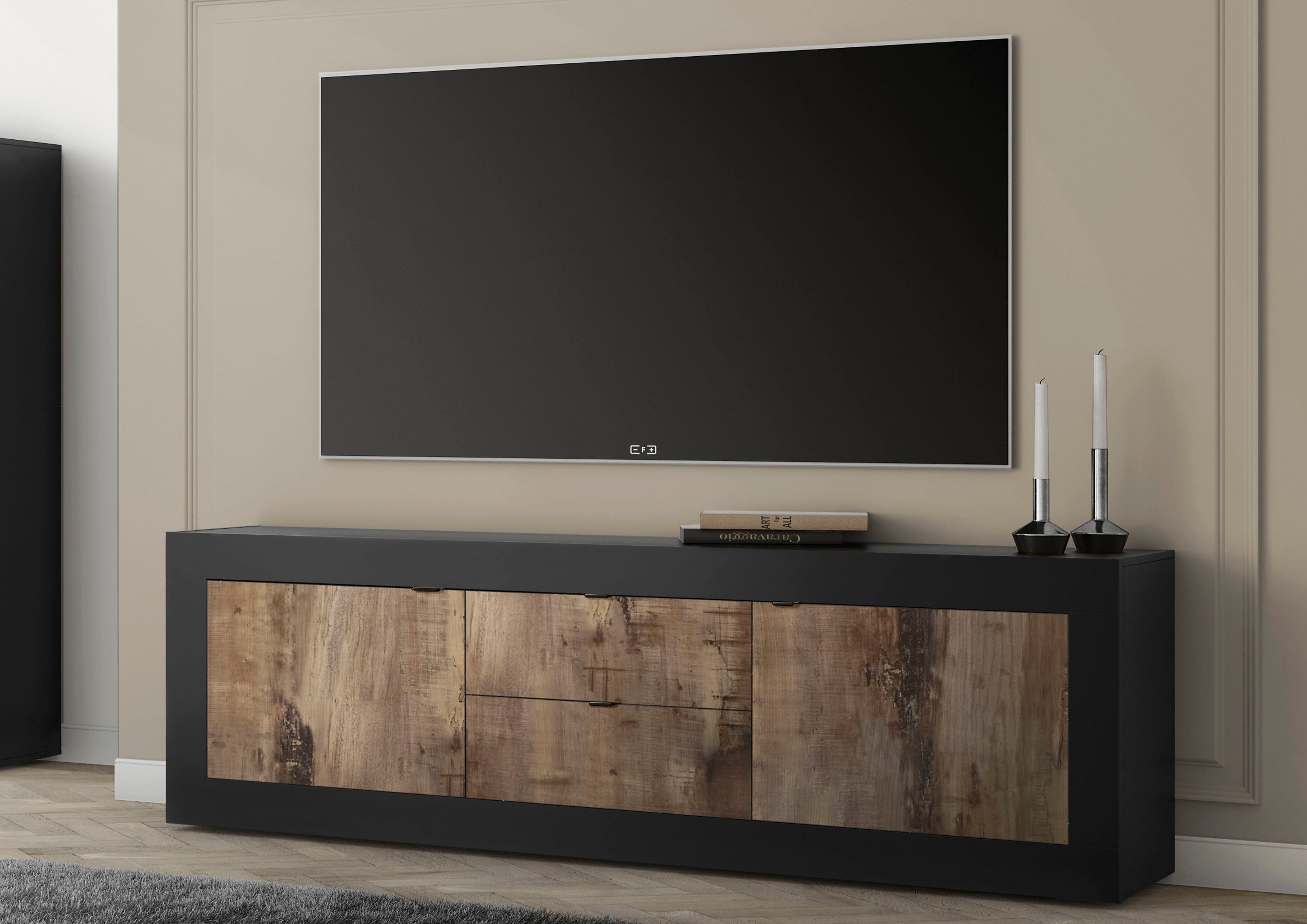 INOSIGN Lowboard "Basic Breite 210 cm, TV-Board 2 Türen, 2 Schubkästen, TV- günstig online kaufen