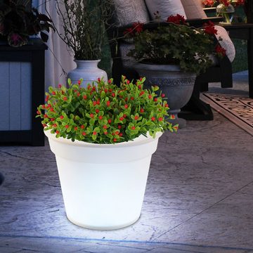 etc-shop Gartenleuchte, LED-Leuchtmittel fest verbaut, 2er Set LED Solar Leuchten Blumen Töpfe Außen Beleuchtungen