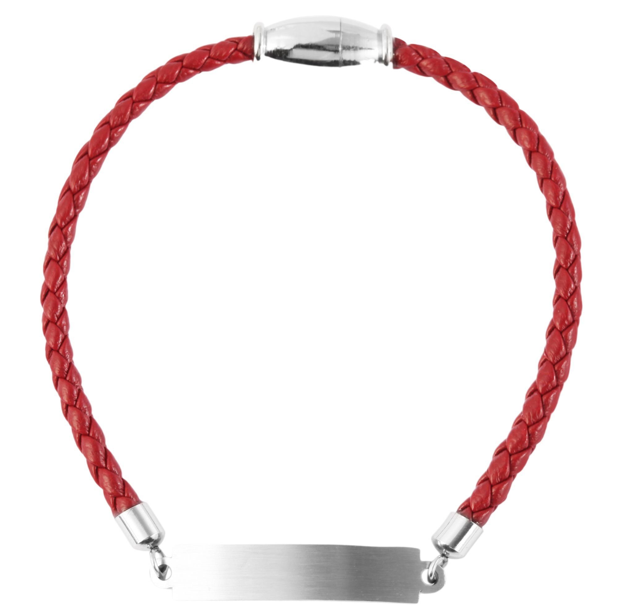 AKZENT Lederarmband Nicola Unisex Armband aus Lederimitation mit Edelstahlplatte (einzeln) Rot