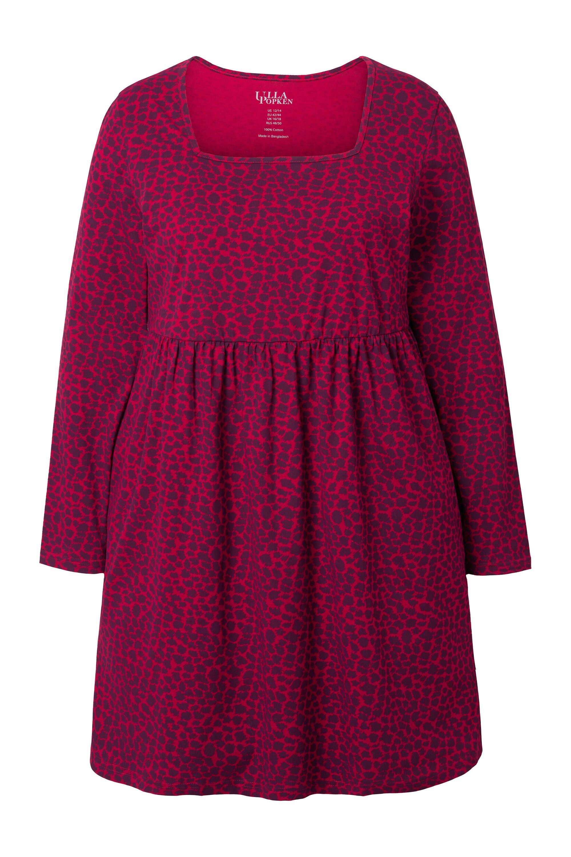 Ulla Popken Longshirt Longshirt A-Linie Carré-Ausschnitt Langarm
