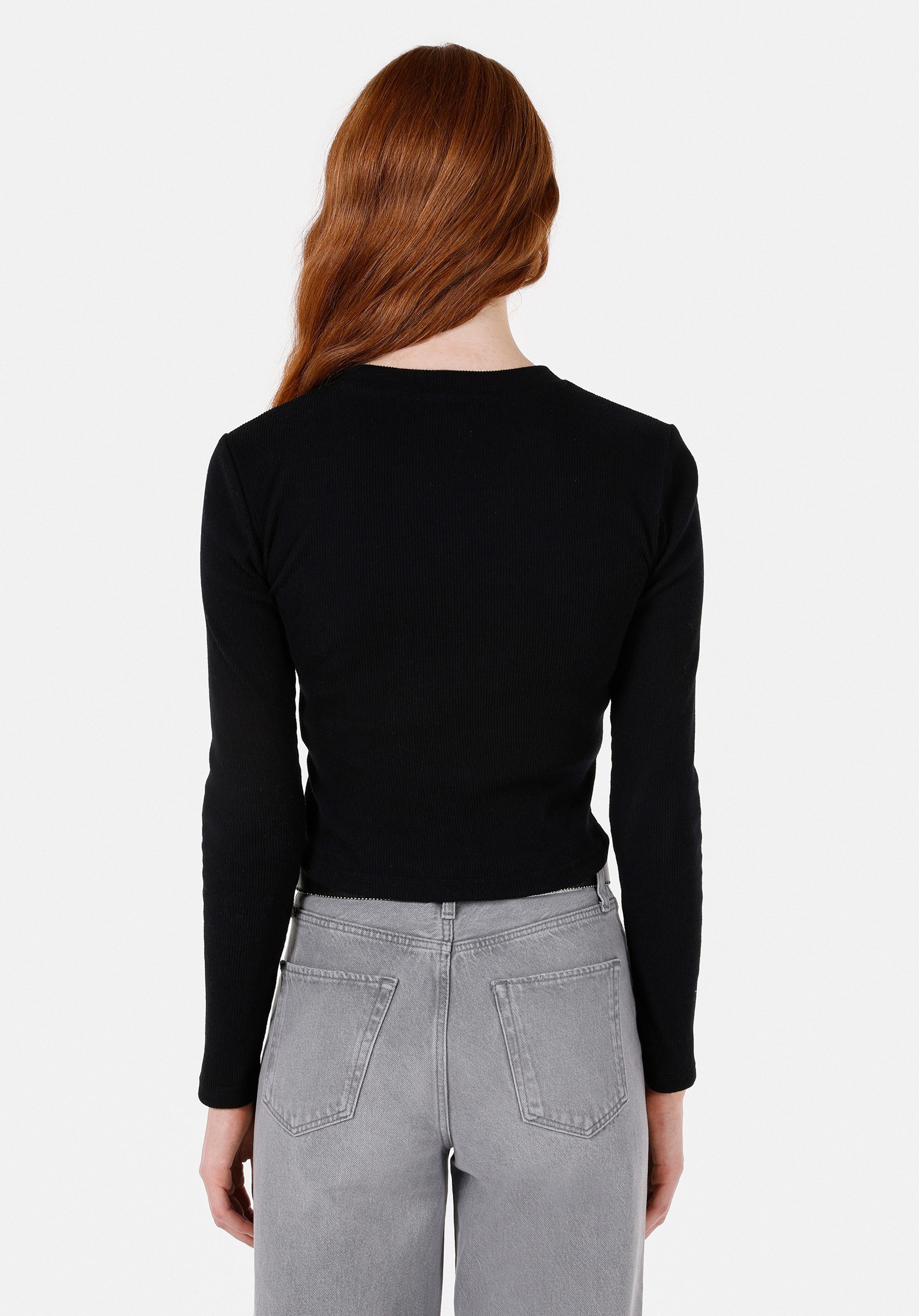 Colins T-Shirt Colins Slim Fit Damen-Langarm-T-Shirt mit Rundhalsausschnitt, Farbe Sc