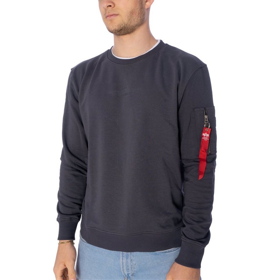 Alpha Industries Sweater Sweatpulli Alpha Double Layer Sweater (1-tlg),  Dezenter Alpha Industries PU Druck auf der Brust