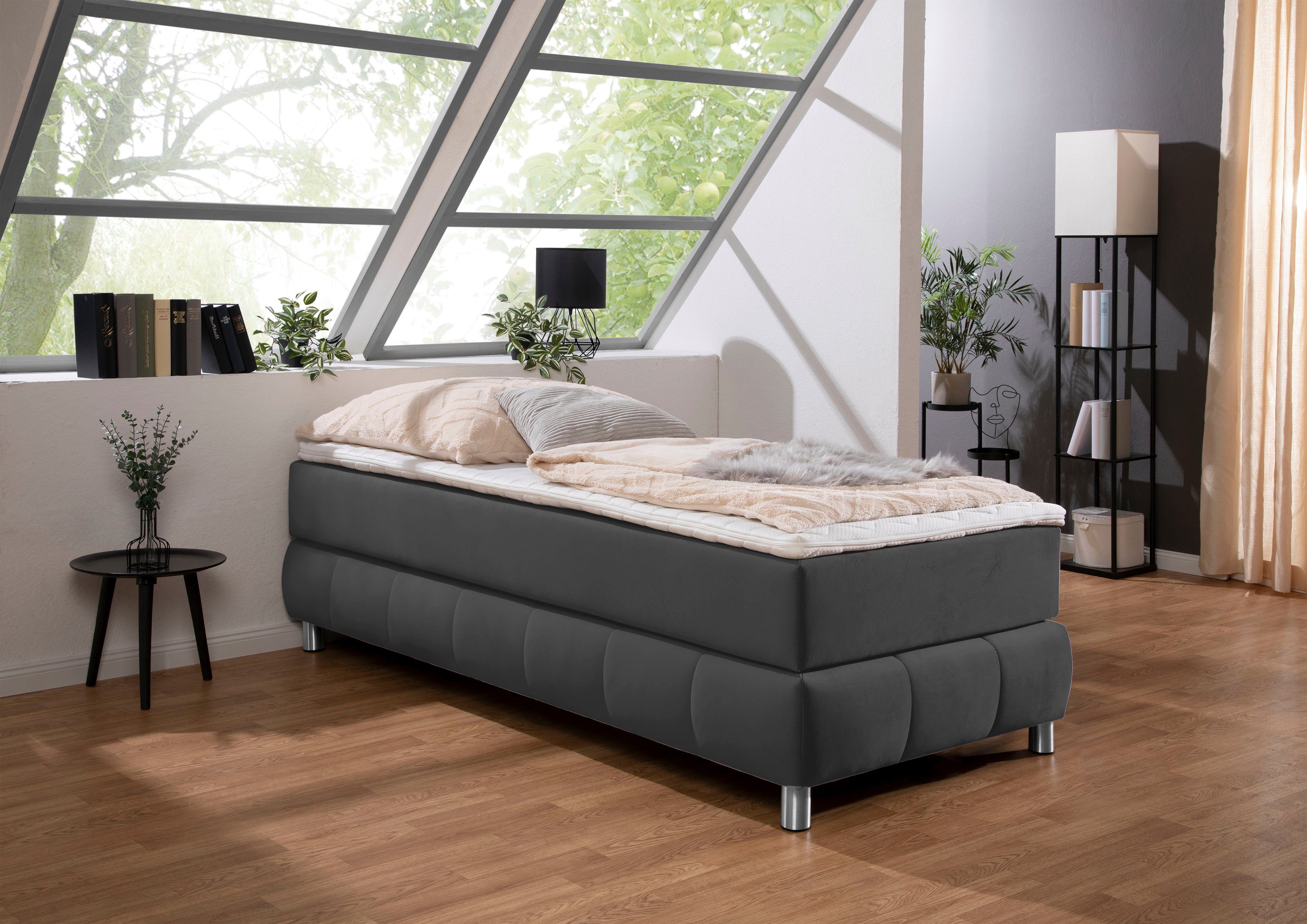 andas Boxspringbett Salo, Ohne Kopfteil, inkl. Topper, auch in Überlänge 220 cm