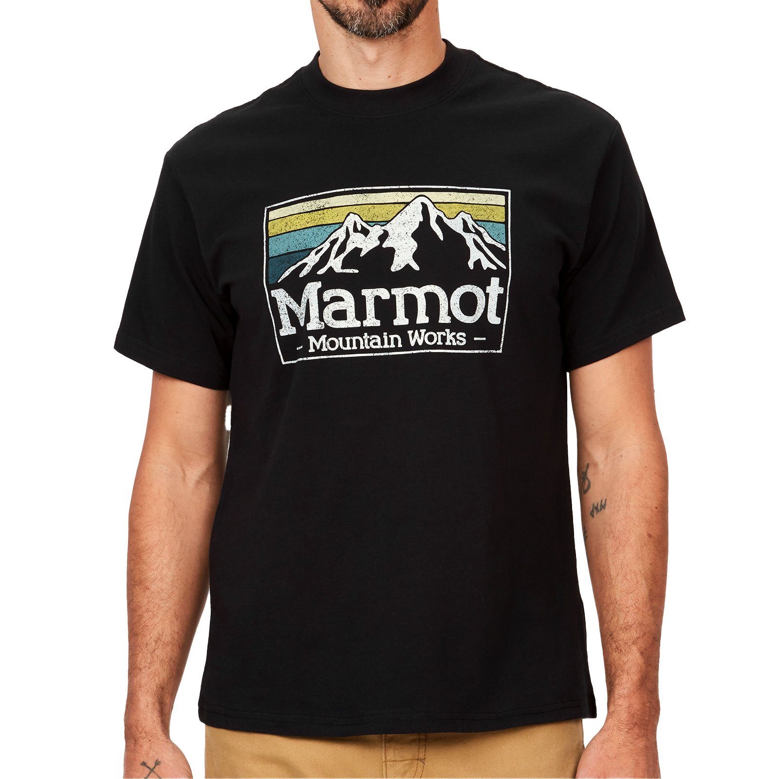 Tee T-Shirt T-Shirt Marmot mit black Short-Sleeve Marken-Logo 001 Gradient