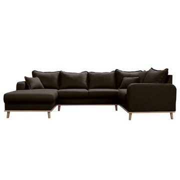 JVmoebel Sofa Schwarzes Ecksofa Sofa Couch Polster U Form Sitz Wohnlandschaft, Made in Europe