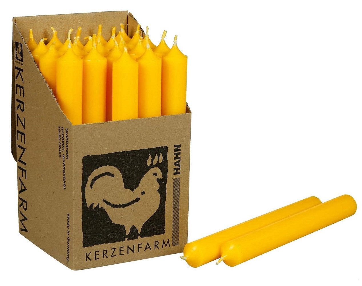 Hahn Kerzenfarm Spitzkerze Stabkerzen 10 Stück Tafelkerzen Gelb