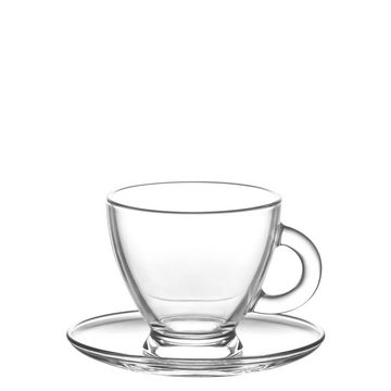 LAV Espressoglas Kaffeegläser-Set 95ml 6tlg + Untersetzer "Serie ROMA" Espresso Gläser, Glas, Für Heißgetränke - Spülmaschinenfest