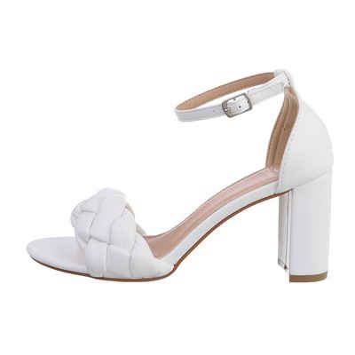 Ital-Design Damen Abendschuhe Party & Clubwear Sandalette Blockabsatz Sandalen & Sandaletten in Weiß