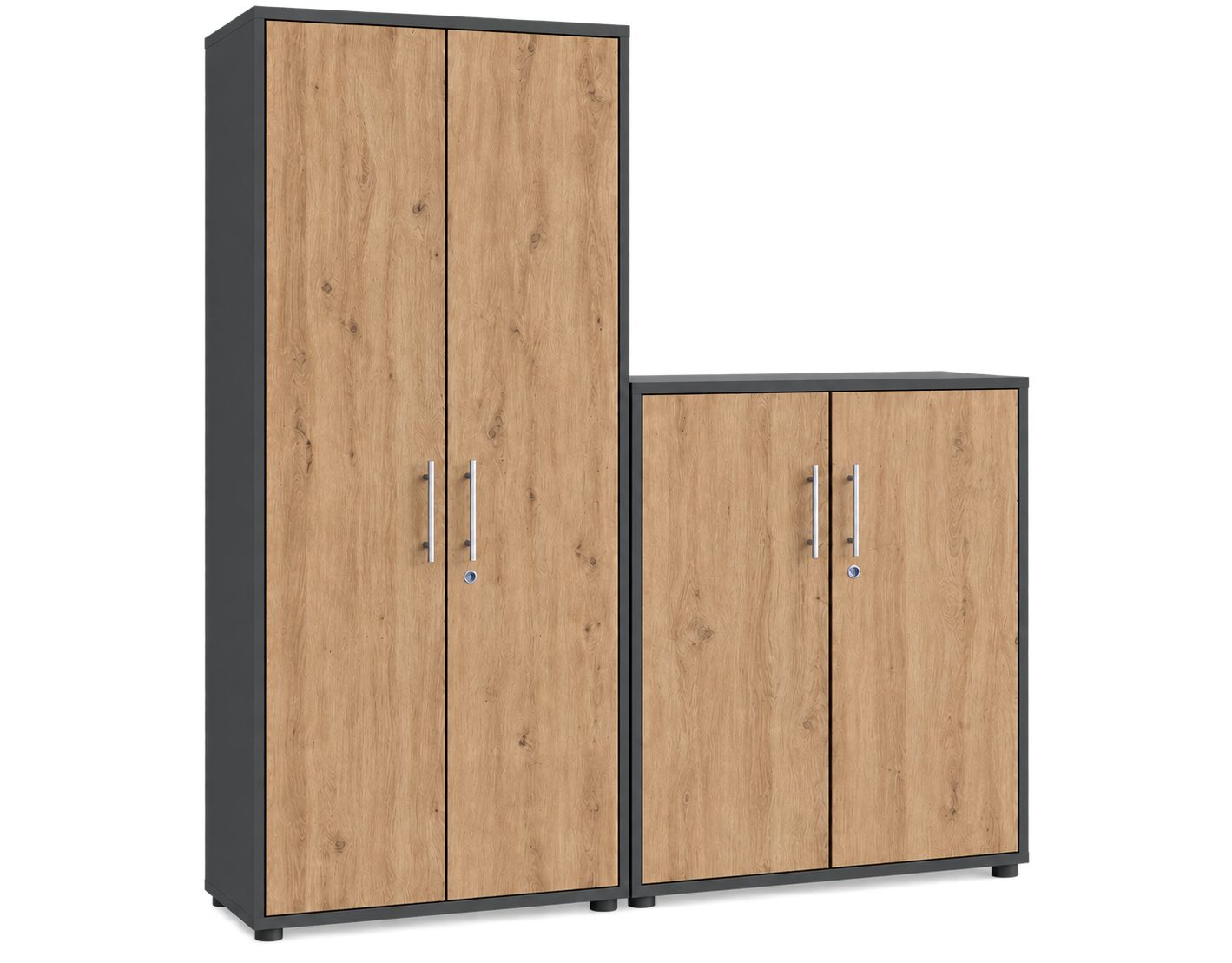BMG Möbel Aktenschrank Office Edition Set 5 (Spar-Set, 2er Set Aktenschränke) abschließbar, Metallgriffe, Made in Germany