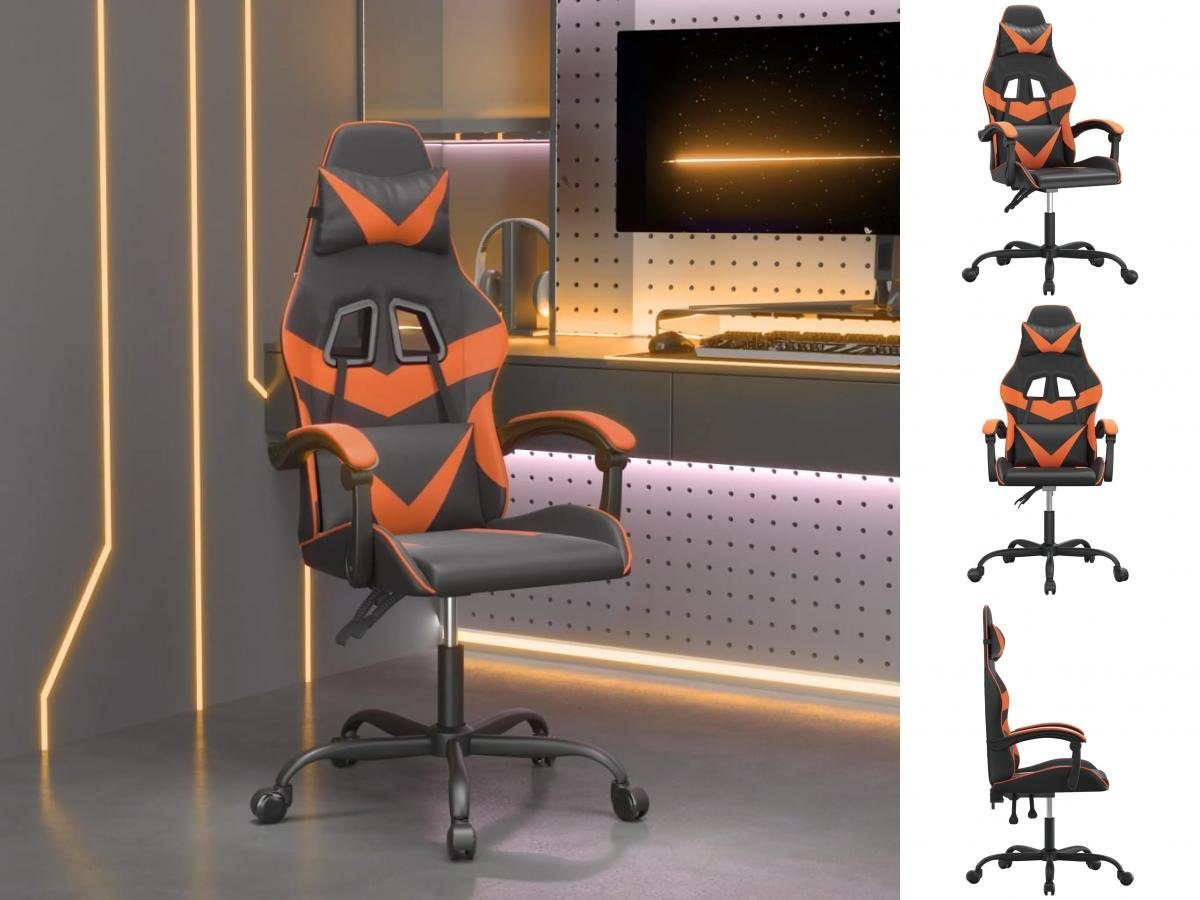vidaXL Bürostuhl Gaming-Stuhl Drehbar Arbeitsplatz O Home Kunstleder Orange und Schwarz
