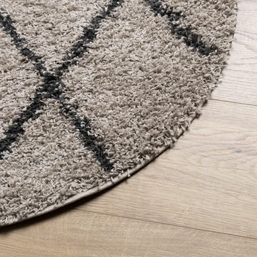 Teppich Teppich Shaggy Hochflor Modern Beige und Anthrazit Ø 200 cm, vidaXL, Runde