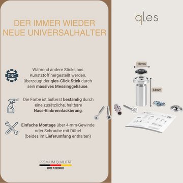 qles GmbH Kleiderhaken Click-Stick, Das patentierte Click-Stick System für Ihre individuellen Wünsche, (1 Stück Stick und 3 Stück Click), zum Schrauben, Made in Germany