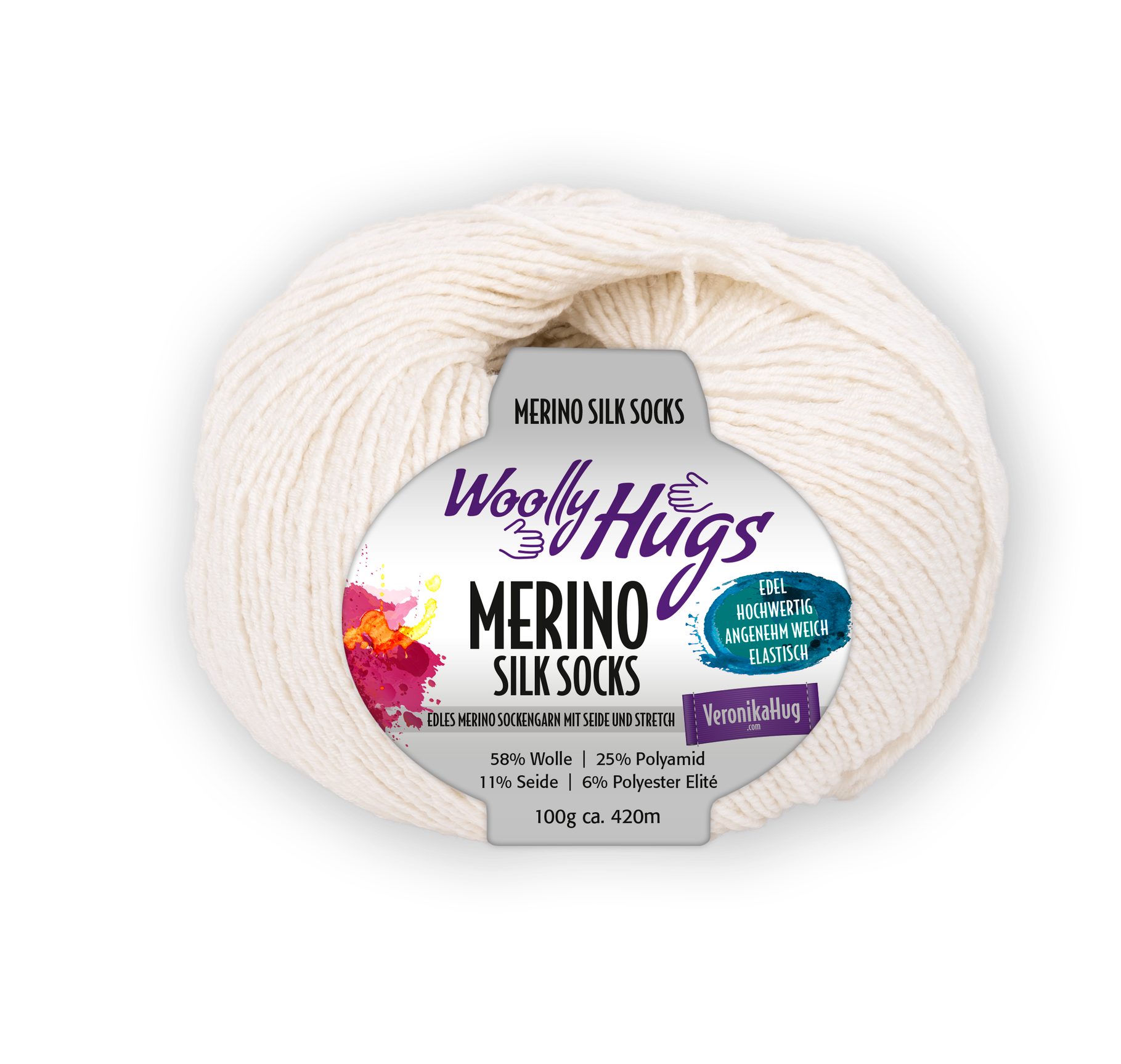 Woolly Hugs MERINO SILK SOCKS Häkelwolle, 420 m (Luxus-Socken für Ihre Füße), 100 g