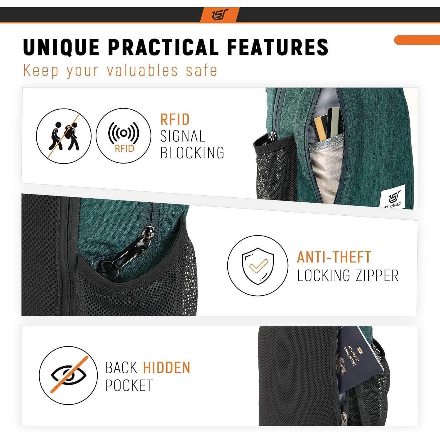 LuxusKollektion Umhängetasche Brusttasche Herren Crossbody RFID 3.9 x 7.5 x 15.4 inches Grün