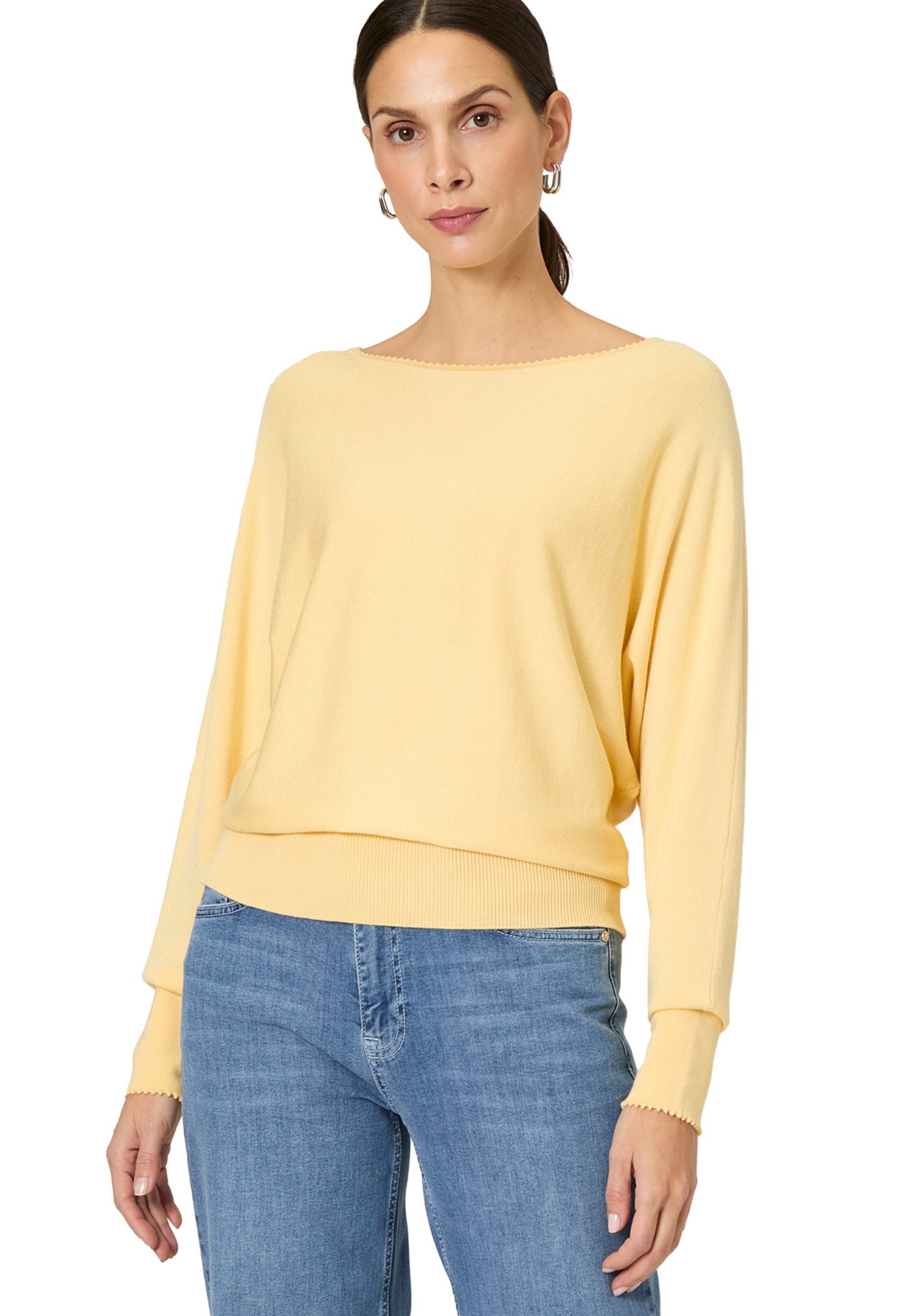 Strickpullover zero Strickpullover mit U-Boot Ausschnitt