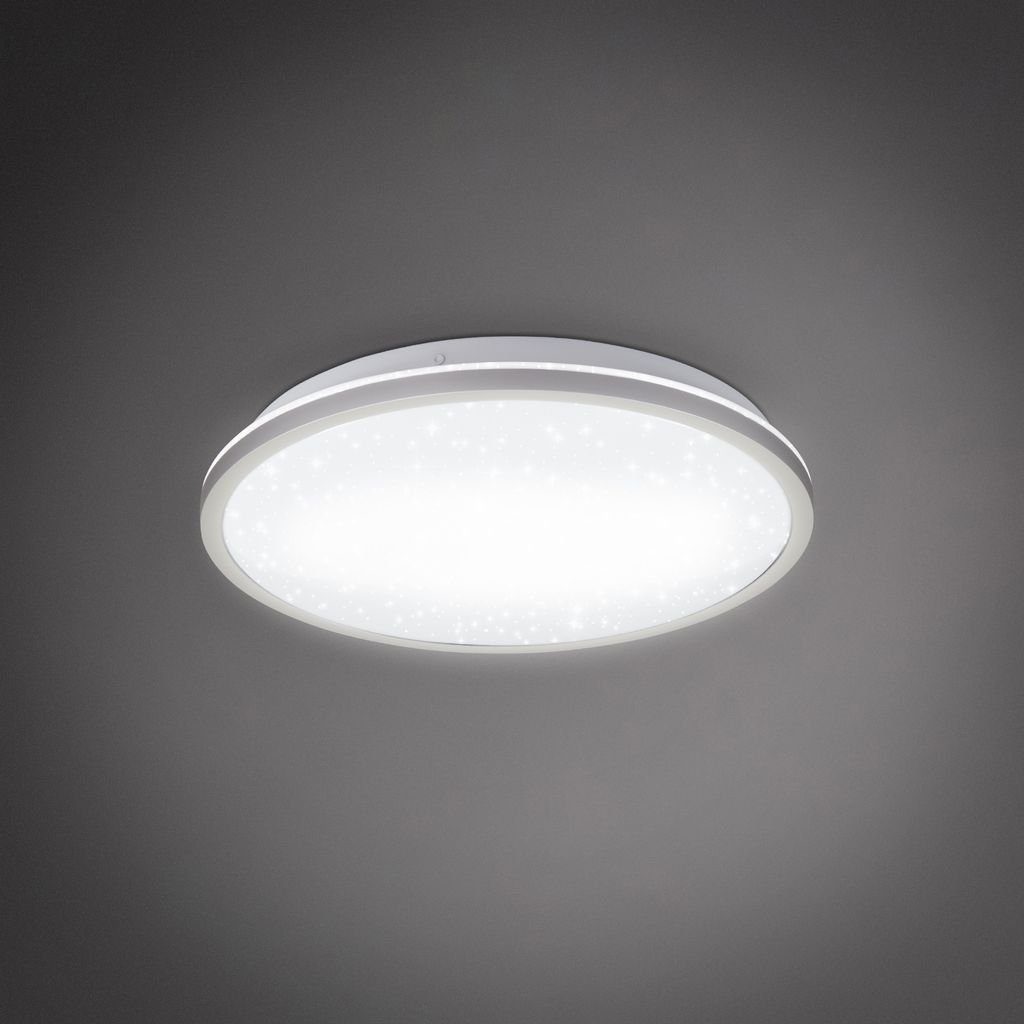 B.K.Licht Deckenleuchte Deckenlampe 18W 4.000K Sternenhimmel - BKL1515, LED  fest integriert, Neutralweiß, ultraflache 4,2 cm Ø28 cm indirektes Licht  silberner Rand, Wohnzimmerlampe mit einer flachen Höhe von 42 mm. Runde  Form mit