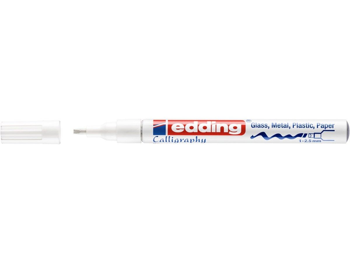 edding Lackmarker Glanzlack-Marker 753 creative Schreibfarbe Weiß 1-2,5 mm, Kalligrafie Spitze