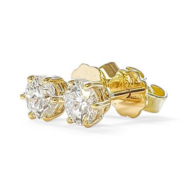 Webgoldschmied Paar Ohrstecker Diamant Ohrstecker 750 Gold mit 2 Diamanten Brillanten 0,70 F/IF