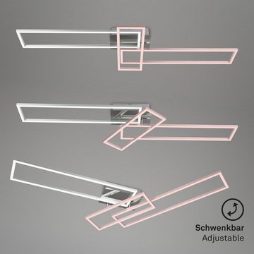 Briloner Leuchten LED Deckenleuchte 3154-018, CCT Farbtemperatursteuerung, Fernbedienung, dimmbar, Nachtlicht, Timer, LED fest verbaut, Kaltweiß, Neutralweiß, Tageslichtweiß, Warmweiß, Deckenlampe, 110x35x10cm, Chrom, 51W, Wohnzimmer, Schlafzimmer, Küche