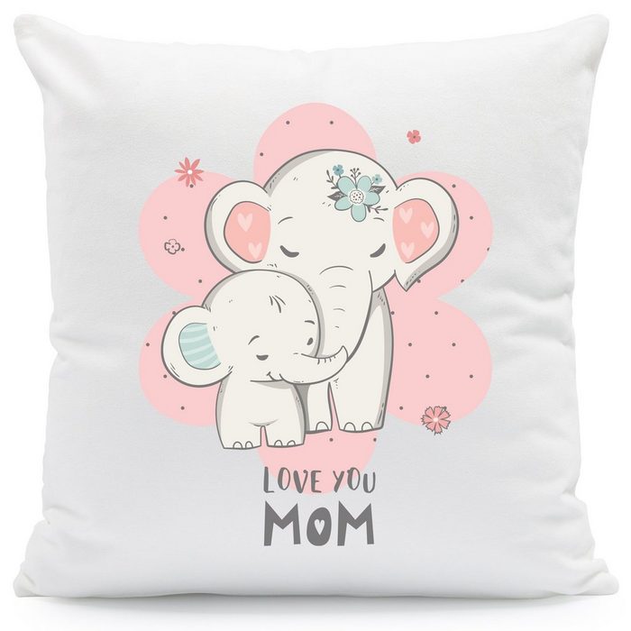 GRAVURZEILE Zierkissen Kissen mit Spruch - Elefanten Mama - Geschenk für Mama als Geburtstagsgeschenk - auch zum Muttertag Valentinstag - Geschenk für Frauen - Geschenk für Sie - mit Elefant