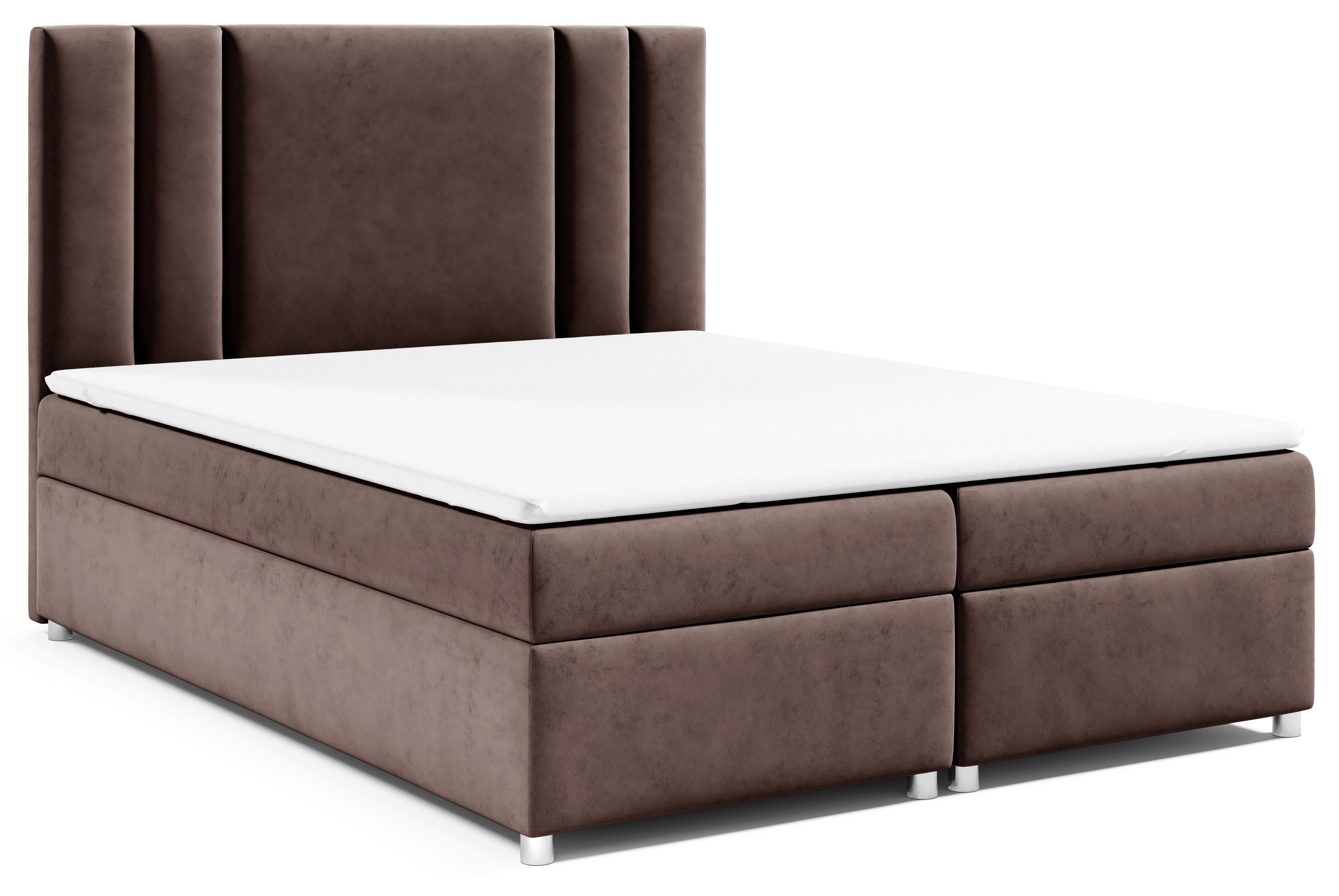 Best for Home Boxspringbett Trinity K8, mit Bettkasten und Topper Braun