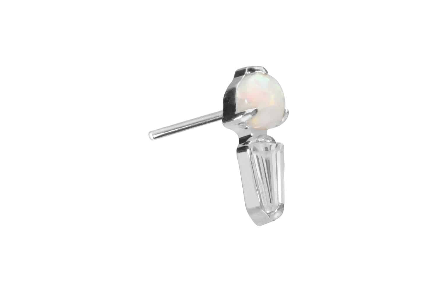 PIERCINGLINE Piercing-Set Titan Aufsatz mit Push Pin SYNTHETISCHER OPAL + KRISTALLRECHTECK (Schraub-Aufsätze, 1-tlg)