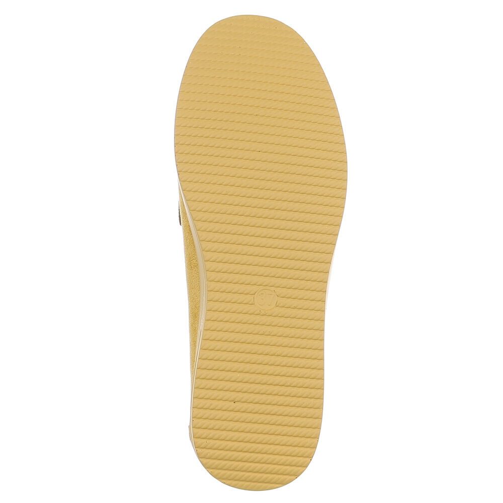Ital-Design Eleganter Fransen-Schuh für Damen mit hohem Tragekomfort Slipper (91409676) Keilabsatz/Wedge Mokassins in Gelb