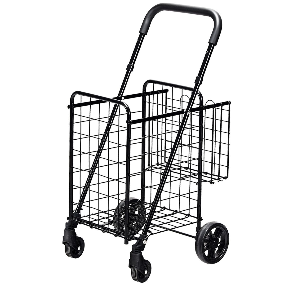COSTWAY Einkaufstrolley, 48L+10L, mit verstellbarer Griff, klappbar