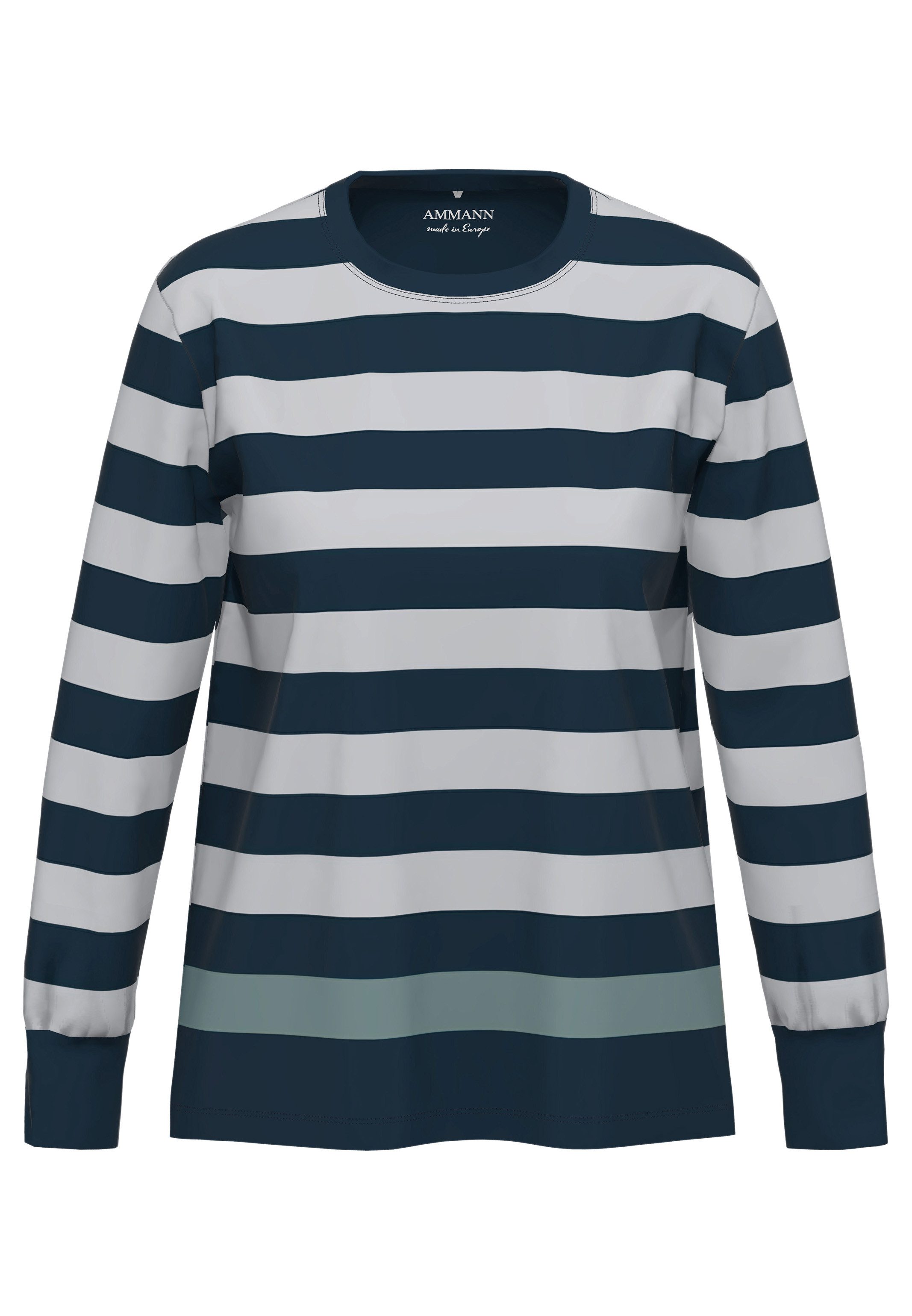 Ammann Pyjamaoberteil Mix & Match (1-tlg) Schlafanzug Oberteil - Baumwolle - Atmungsaktiv - Im Streifen-Design