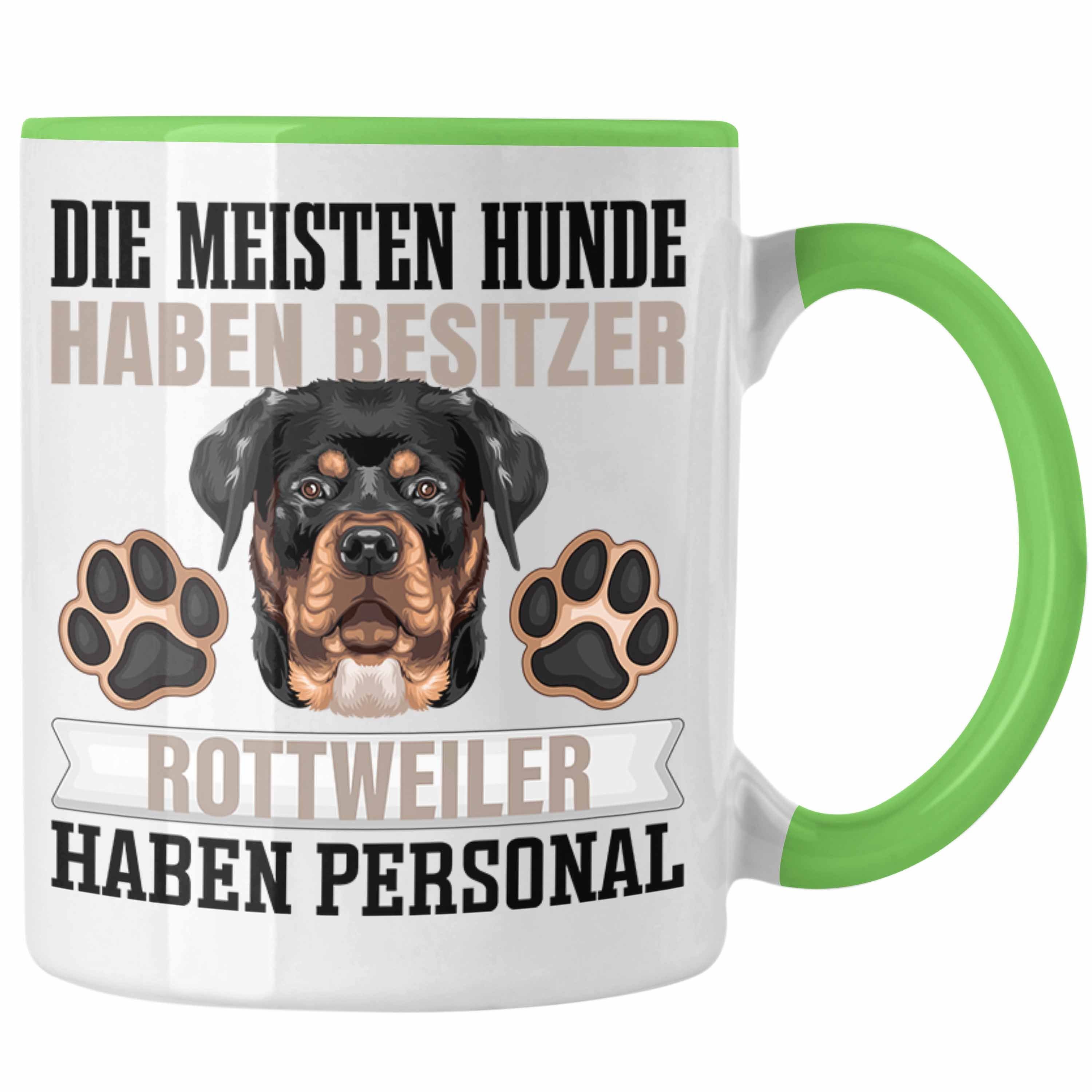 Trendation Tasse Rottweiler Besitzer Tasse Geschenk Lustiger Spruch Geschenkidee Besitz Grün