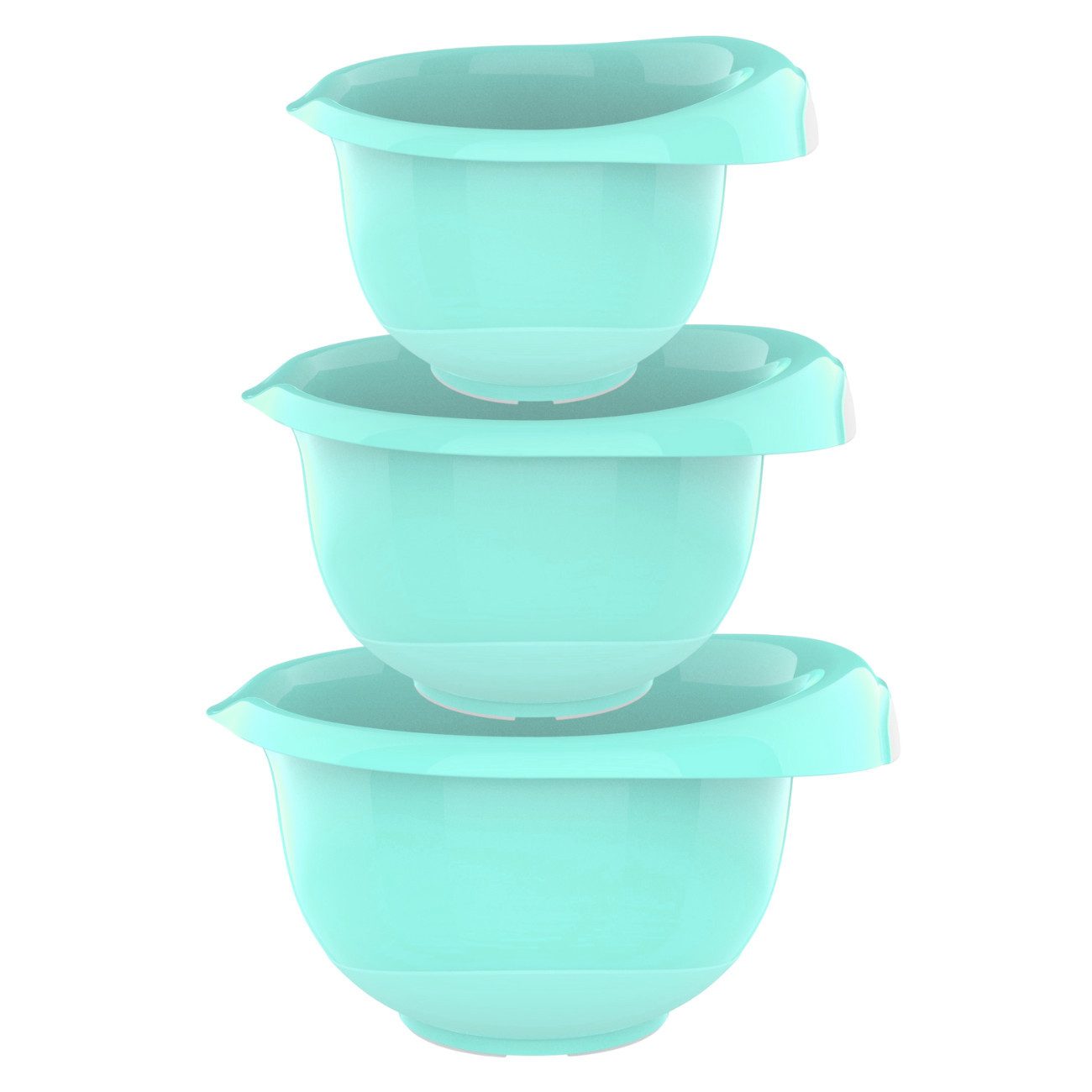 Engelland Rührschüssel 3er Set Backschüsseln mit Griff, Salatschüsseln, Kunststoff, (Vorteils-Set, 3-tlg), robust, BPA-frei, stapelbar, rutschfeste Silikonfüße, Einhandausguss