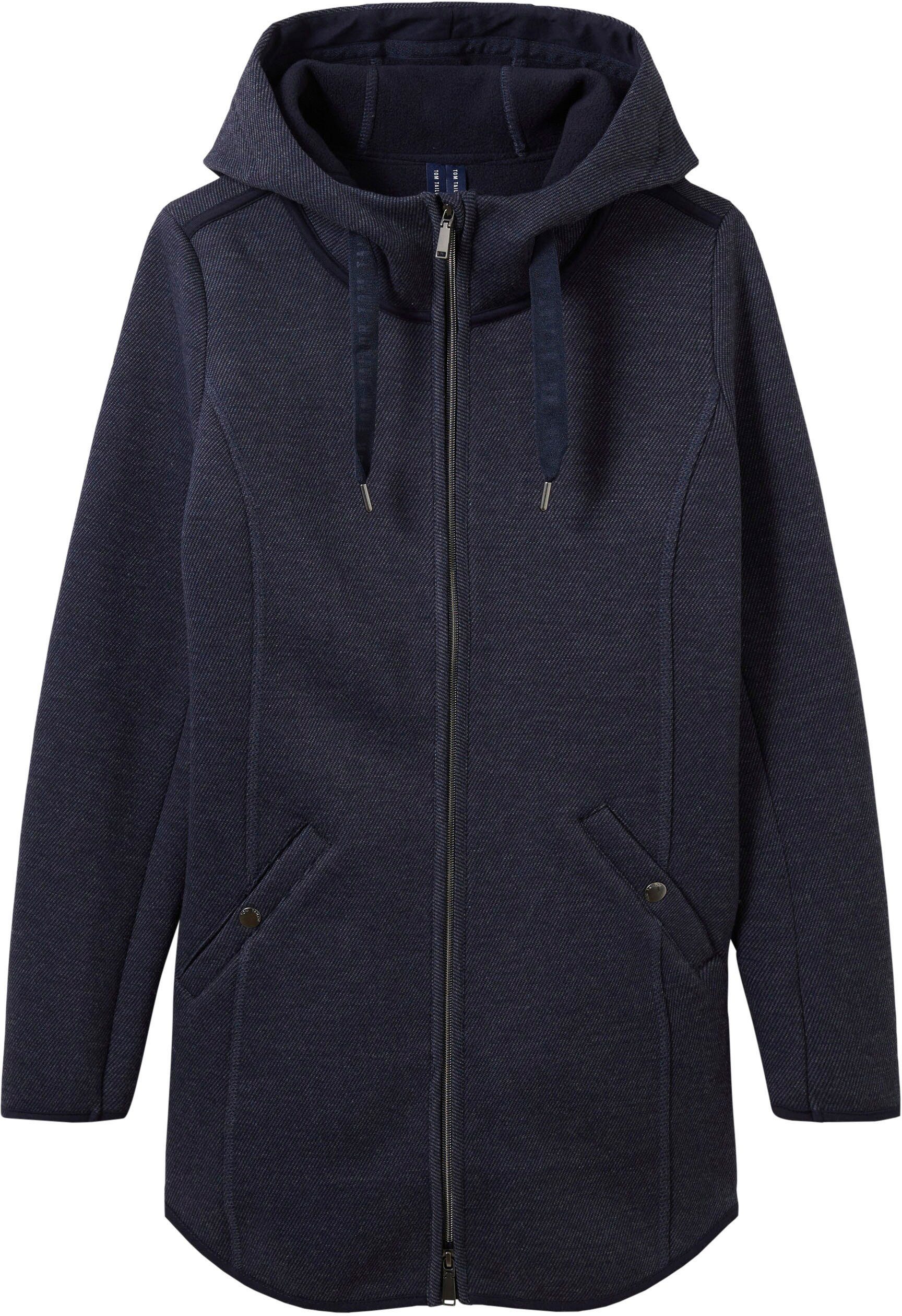 TOM TAILOR Funktions-Kapuzensweatjacke mit 2-Wege-Reißverschluss twill navy