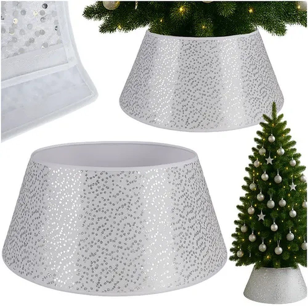 Ruhhy Weihnachtsbaumdecke Baumkragen Ständerabdeckung Weihnachtsdeko (1-tlg), Pailletten, Klettverschluss, waschbar 30 Grad, 60 cm