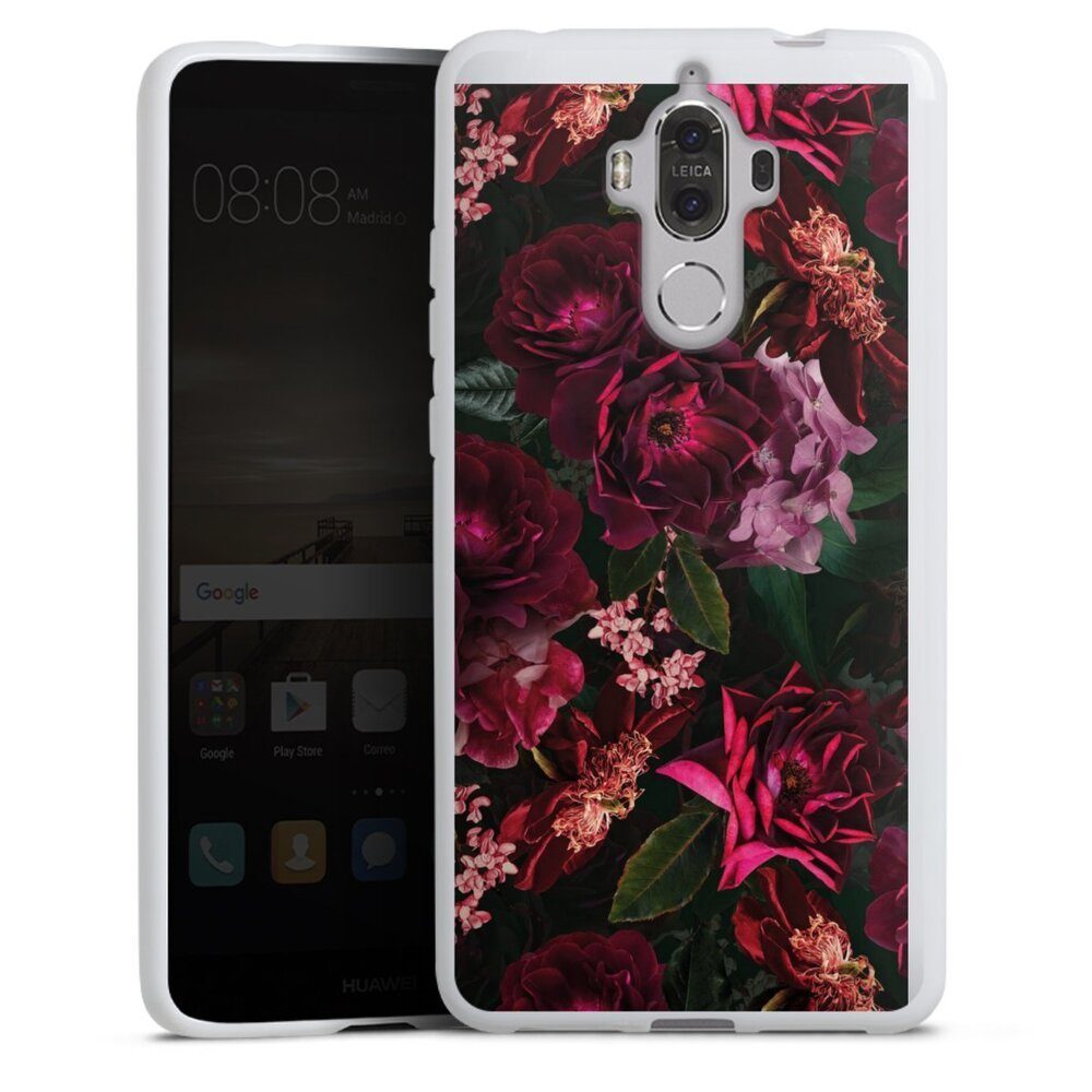 DeinDesign Handyhülle Rose Blumen Blüte Dark Red and Pink Flowers, Huawei Mate 9 Silikon Hülle Bumper Case Handy Schutzhülle