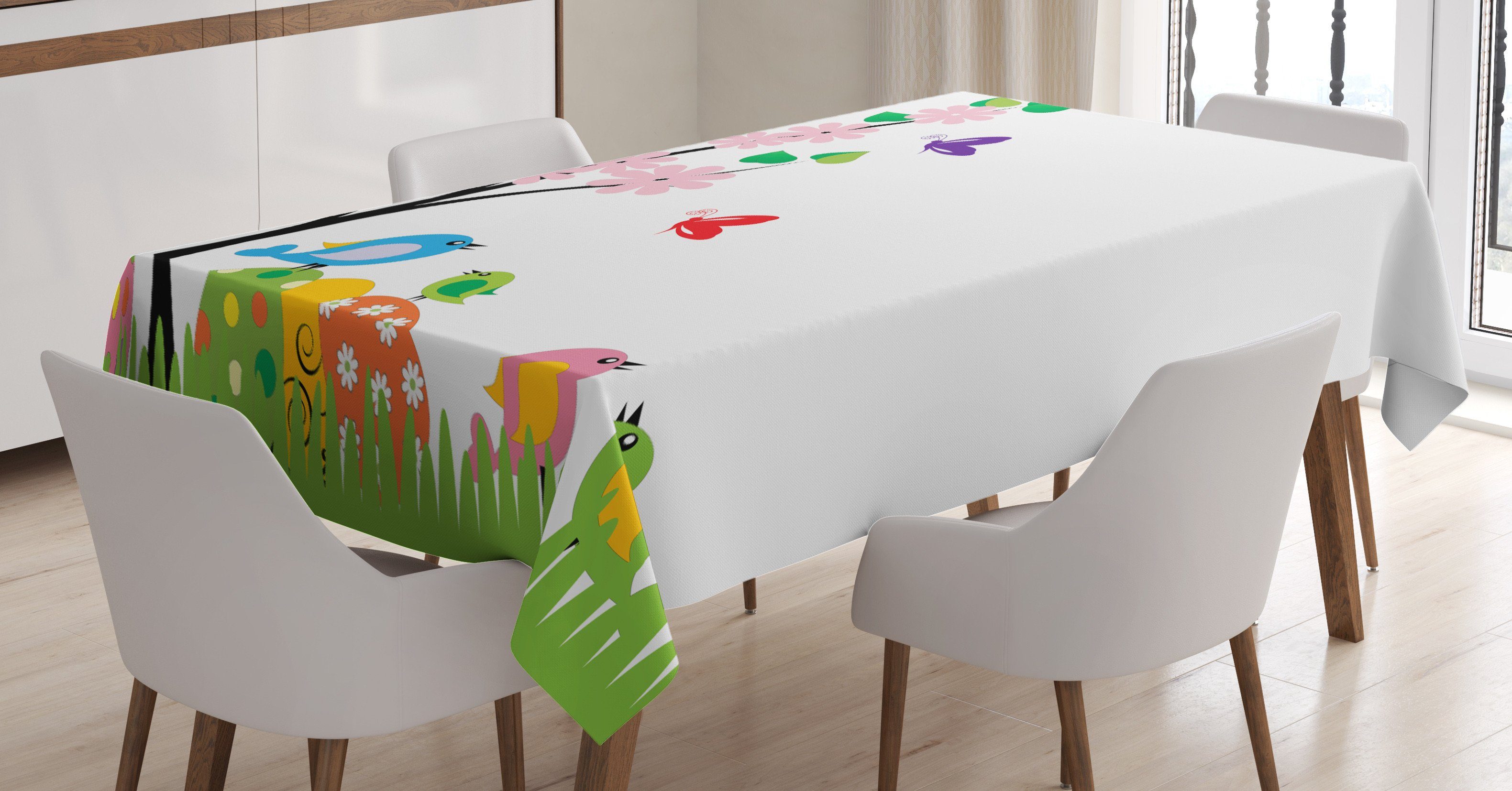 Abakuhaus Tischdecke Farbfest Waschbar Für den Außen Bereich geeignet Klare Farben, Ostern Frühling Illustration