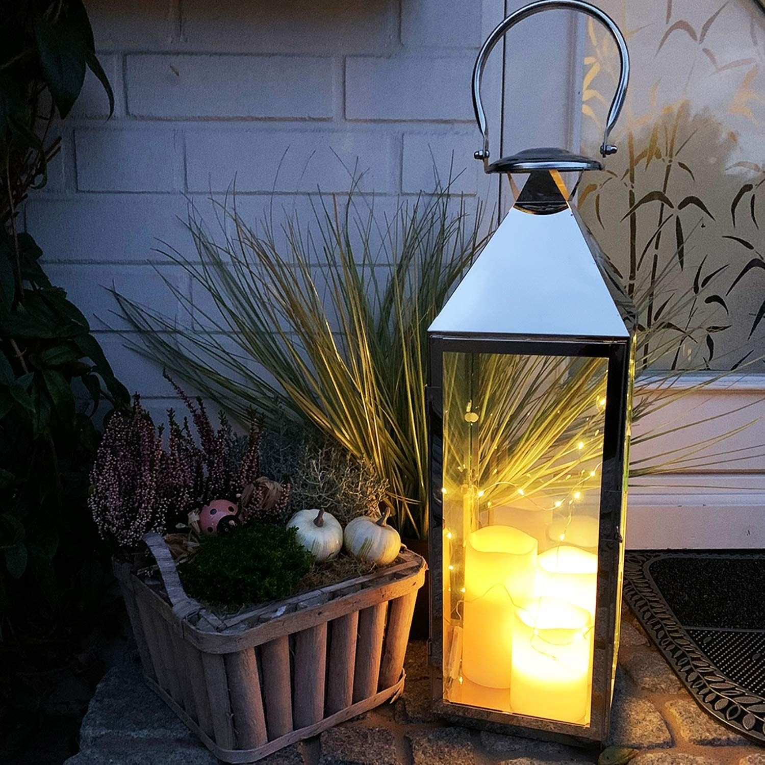 INDA-Exclusiv Laterne XXL Edelstahl-Laterne Gartenlaterne Windlicht 54cm günstig online kaufen