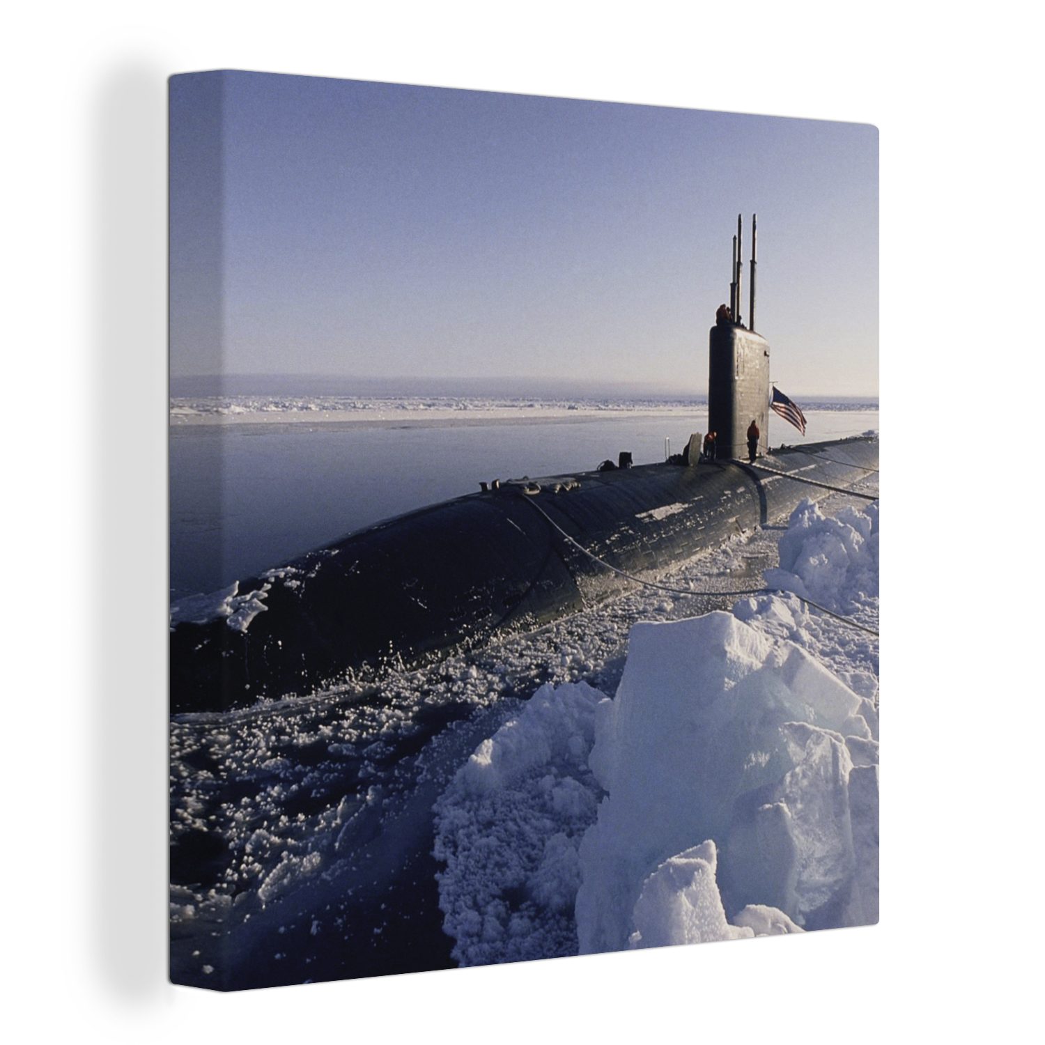 OneMillionCanvasses® Leinwandbild Ein U-Boot am Nordpol, (1 St), Leinwand Bilder für Wohnzimmer Schlafzimmer