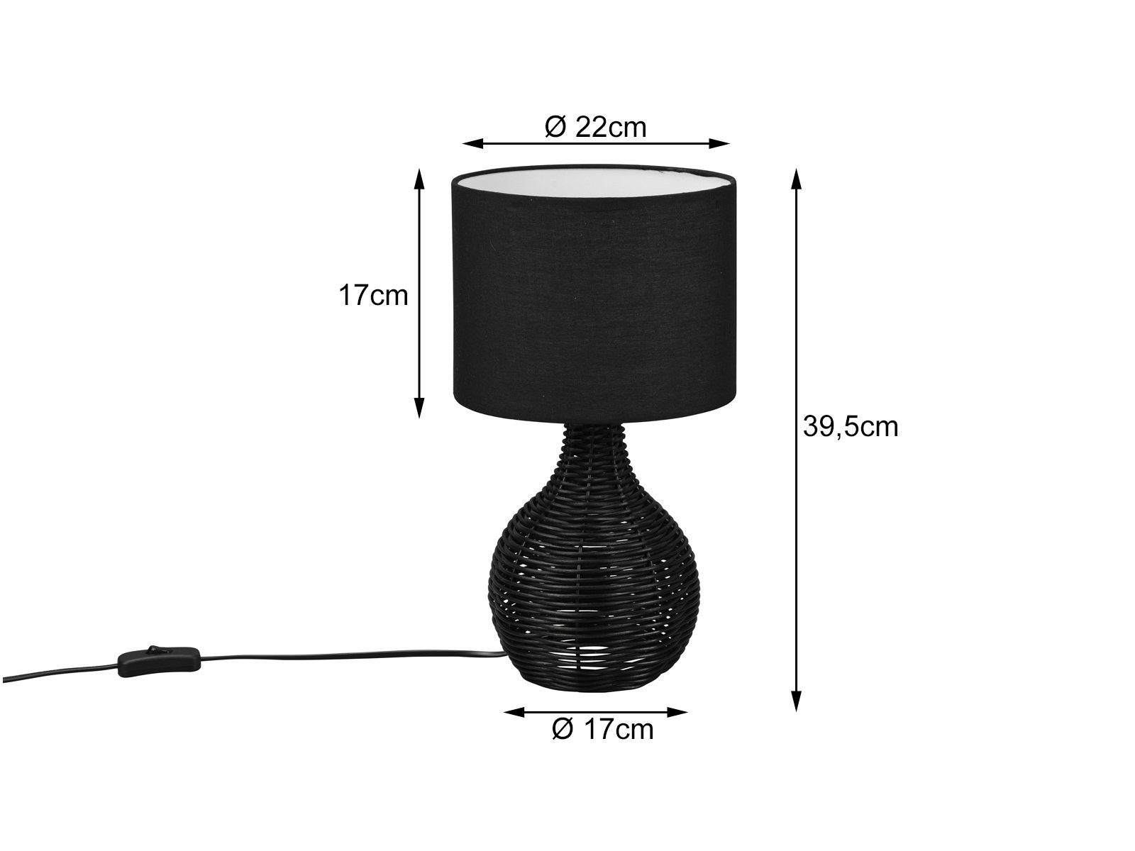 40cm Rattan warmweiß, meineWunschleuchte LED Schwarz Fensterbank wechselbar, LED Boho Fensterlampe für dimmbar, Tischleuchte, Höhe