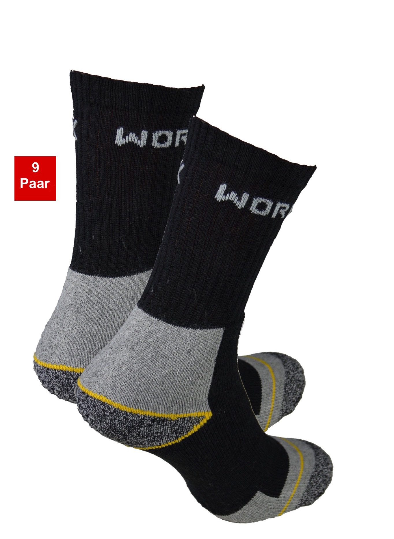 Arbeitssocken 9 Paar Herren Arbeitssocken Frottee Work Berufs-Socken viel Baumwolle