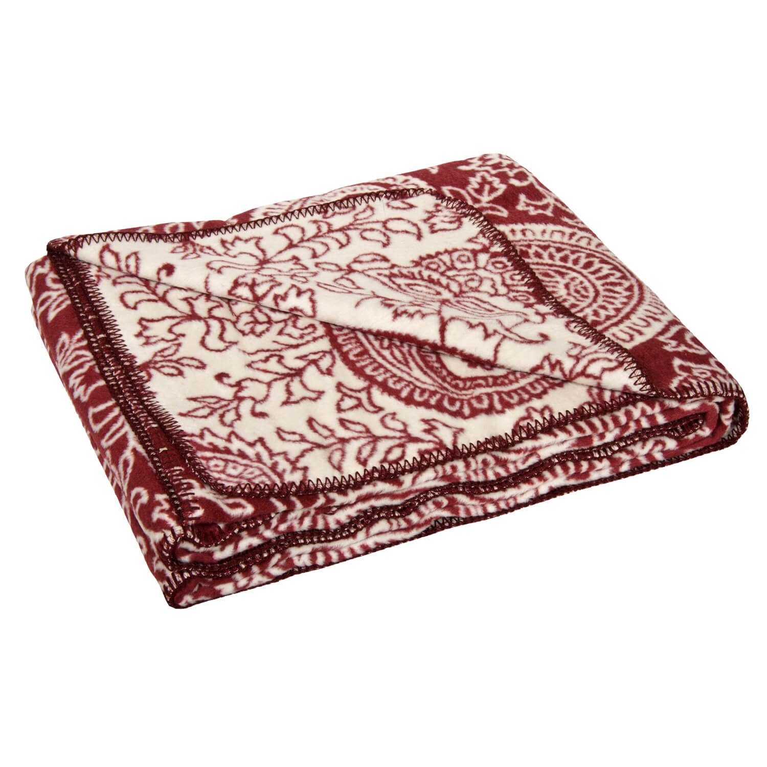 150 - regional PAISLEY yogabox 200 cm bordeaux natur / x Wolldecke hergestellt,