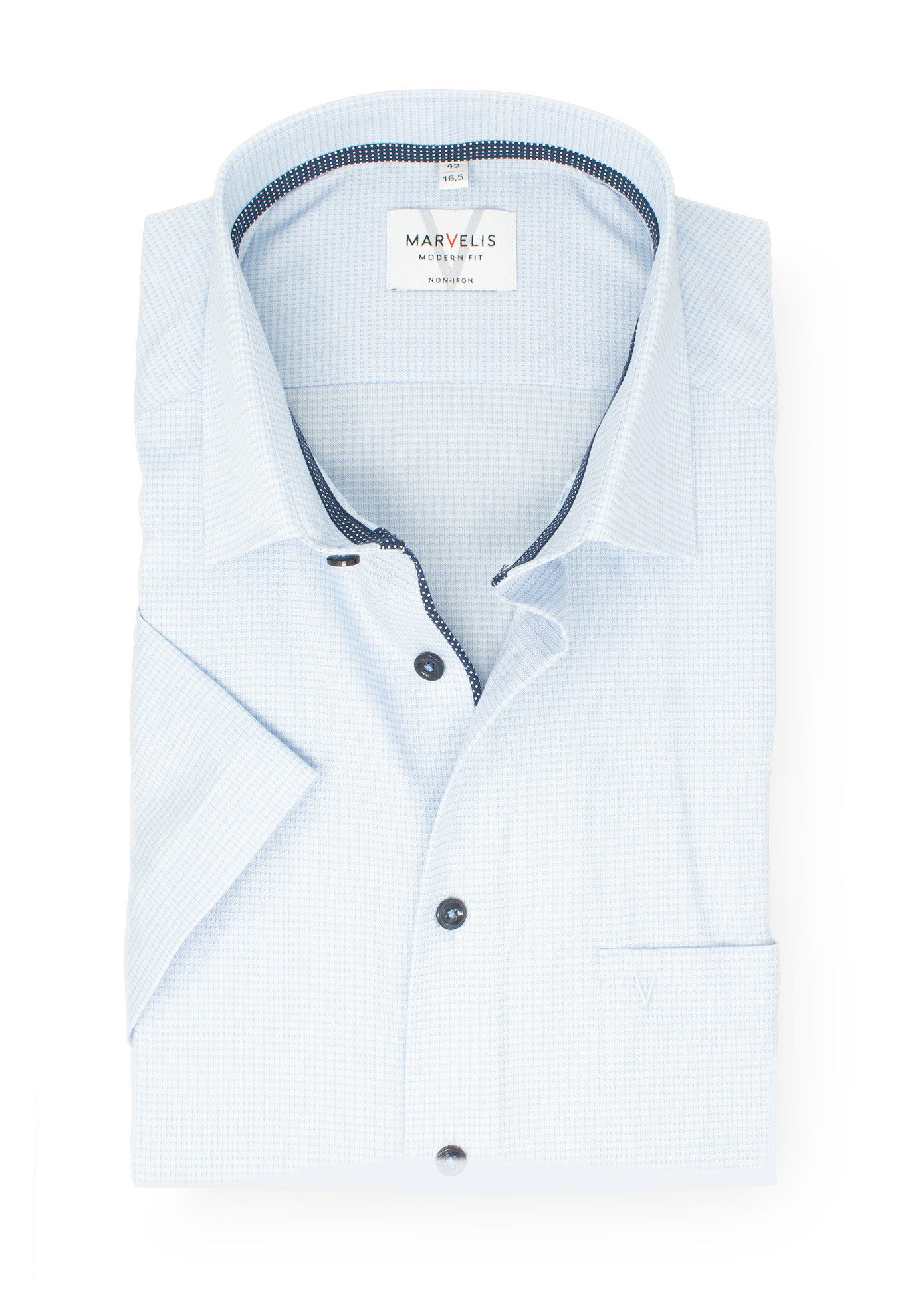 MARVELIS Kurzarmhemd Modern Fit normale, leicht taillierte Schnittführung günstig online kaufen