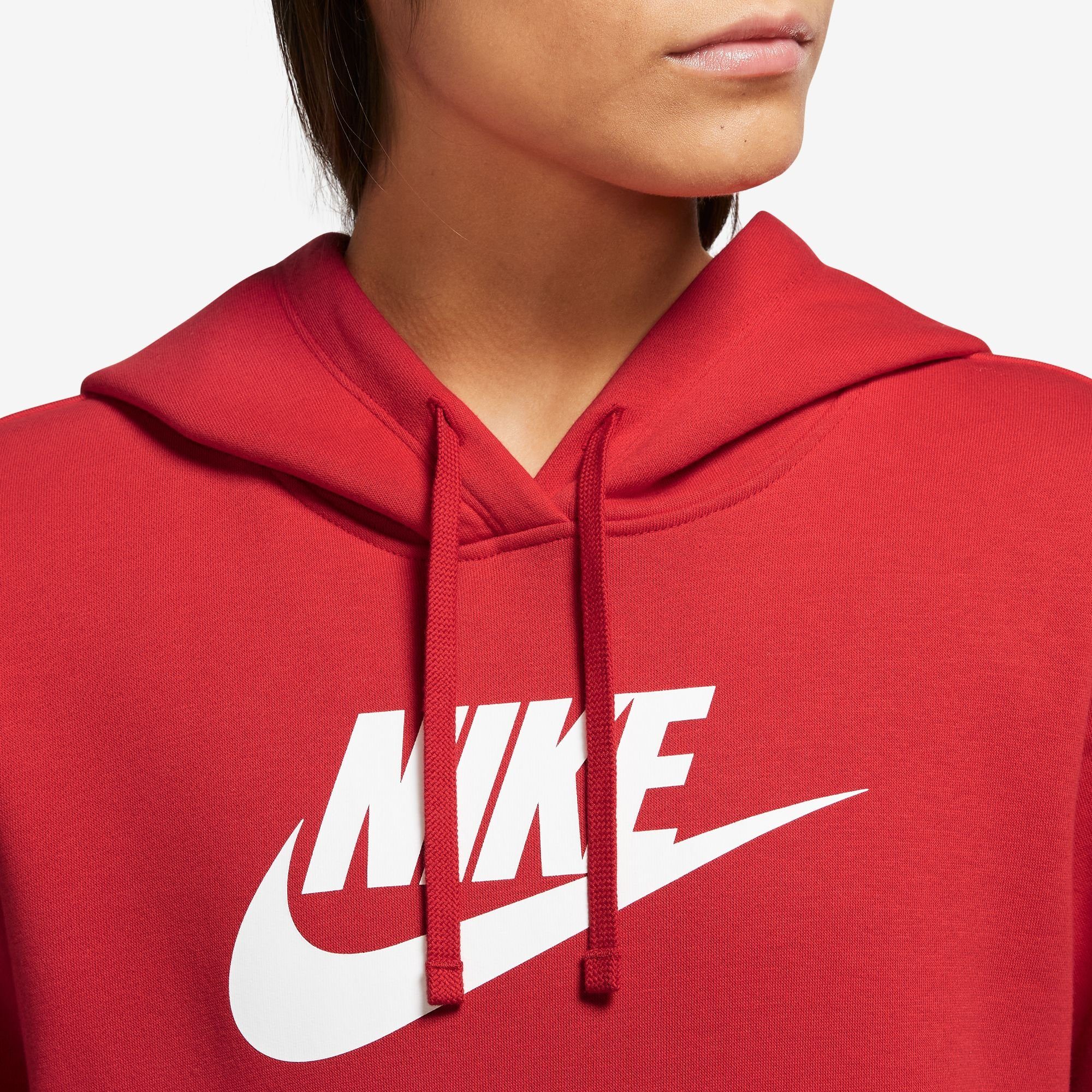 RED/WHITE Fleece UNIVERSITY Hoodie Sportswear Women's Nike Kapuzensweatshirt Club Logo Pullover